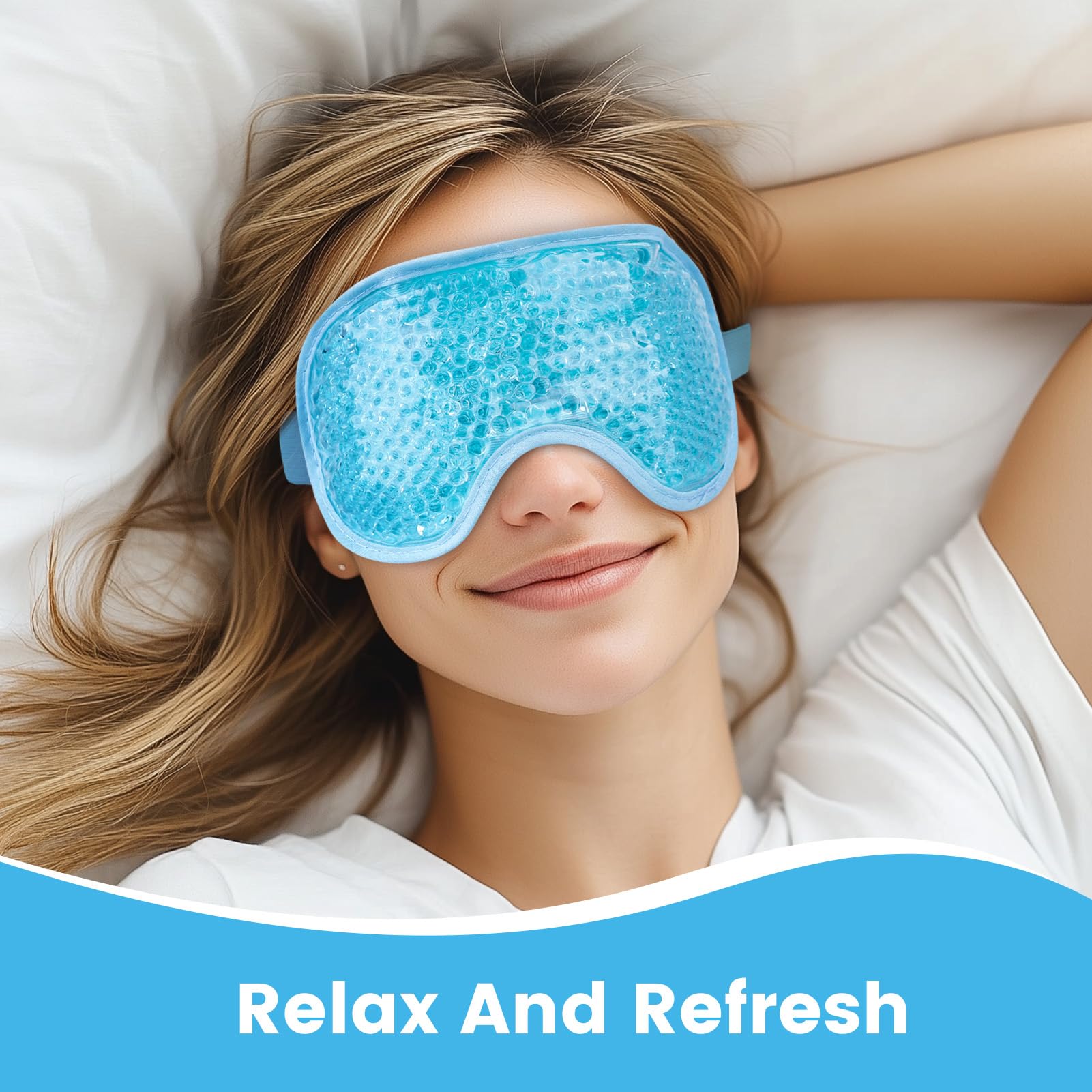Newgo cooling eye mask with adjustable strap for headache relief