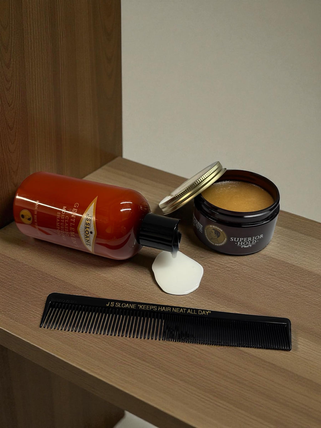 JS Sloane branded hair styling comb for men