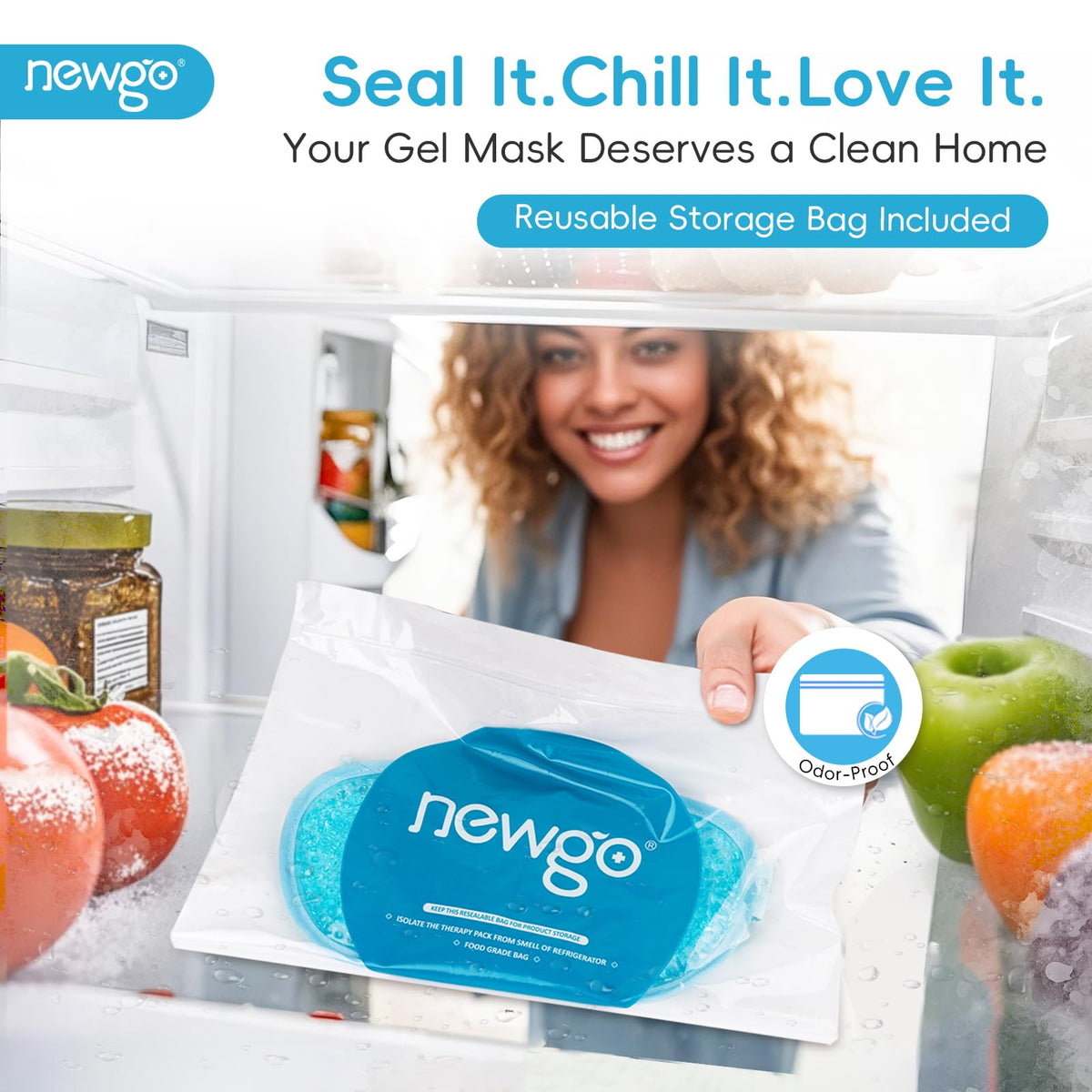 Newgo hot and cold therapy eye mask flat lay
