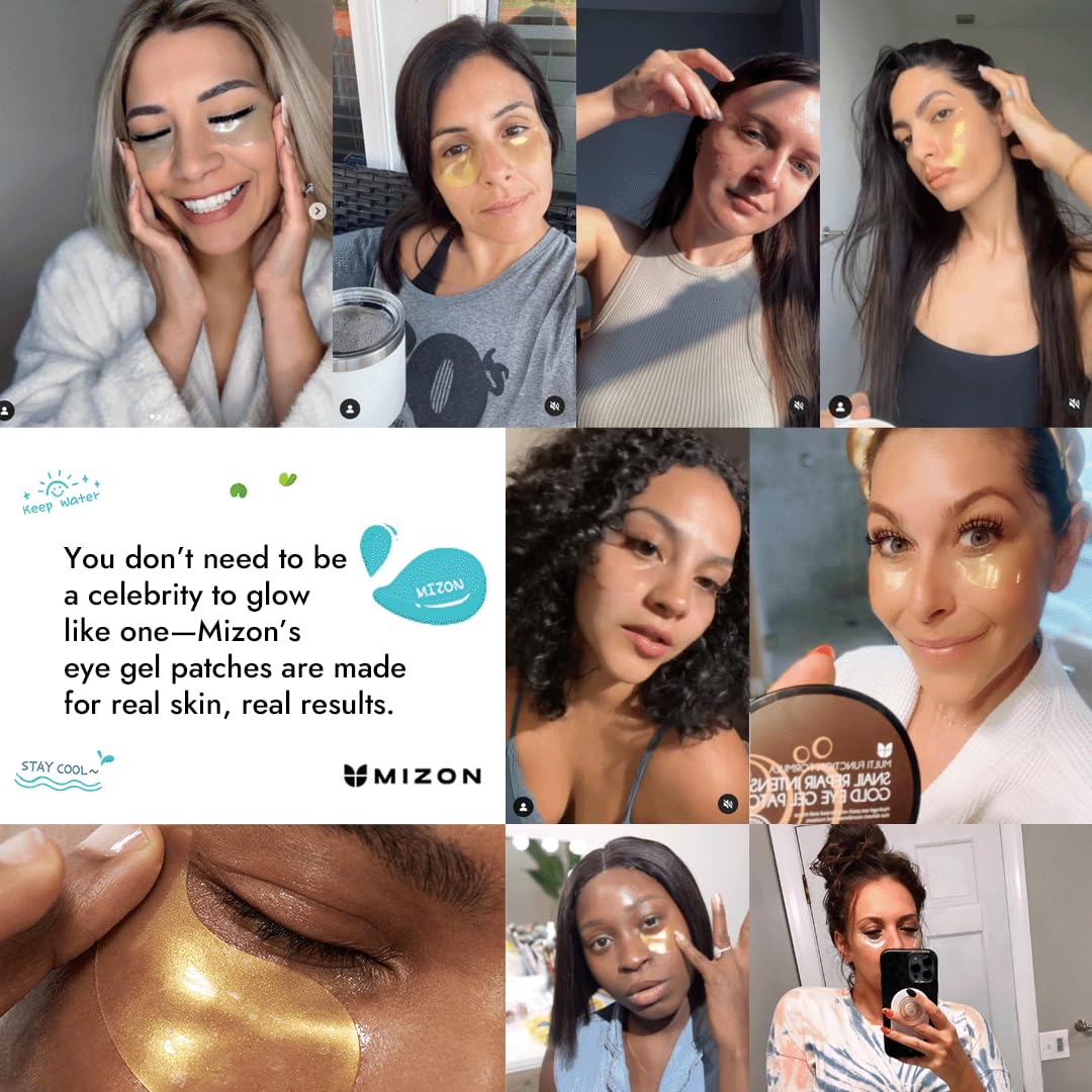 Applying Mizon hydrogel patches to under eye area