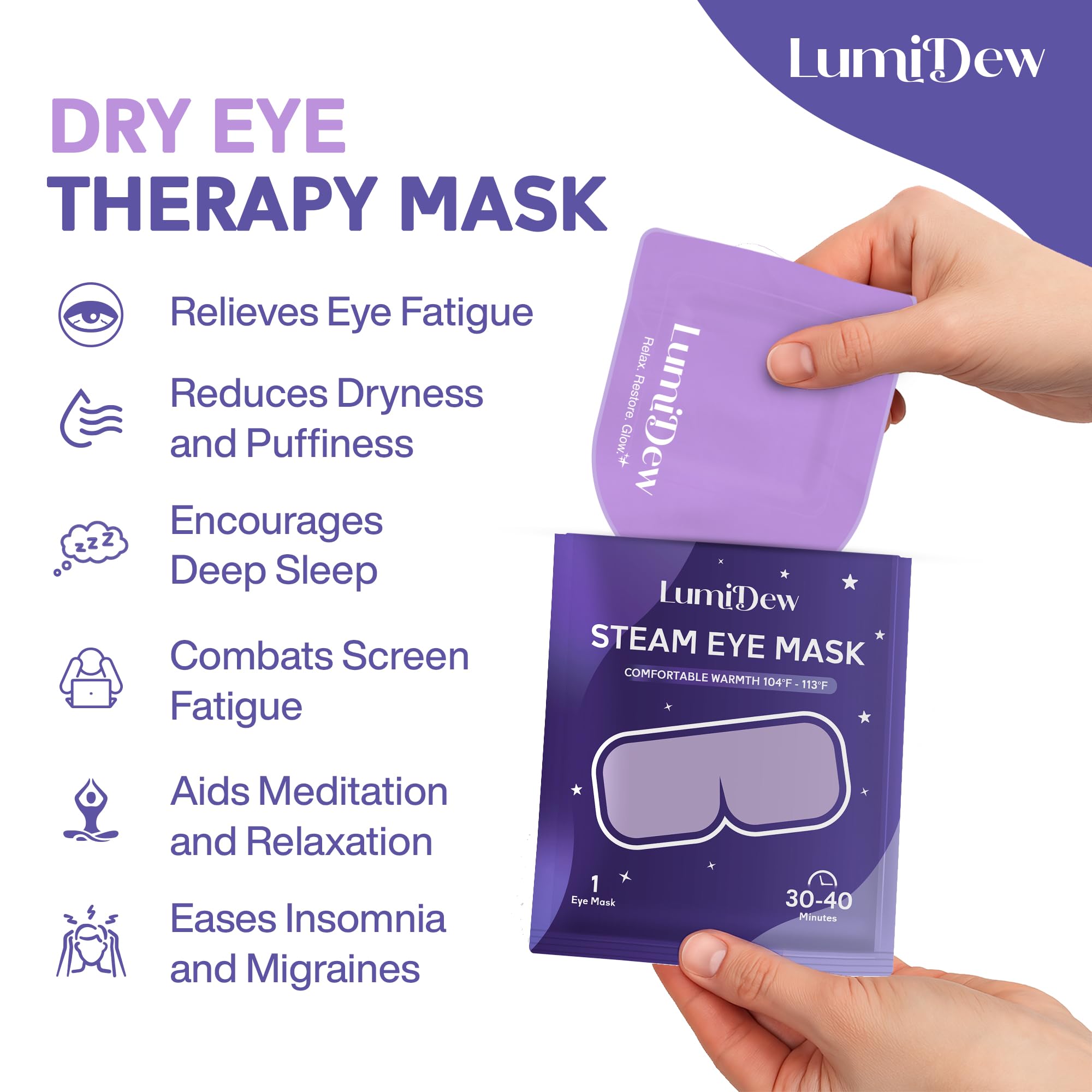 LumiDew warm compress for dry eye relief single pouch