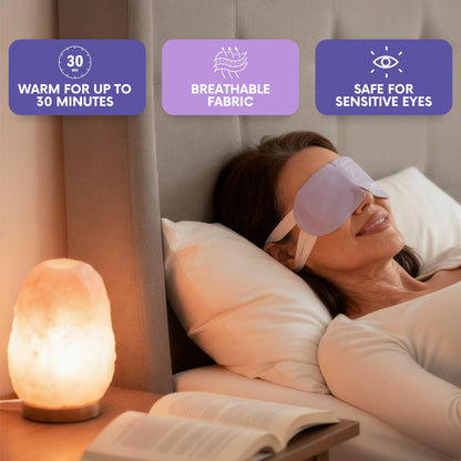 LumiDew steam eye mask ear straps close up view