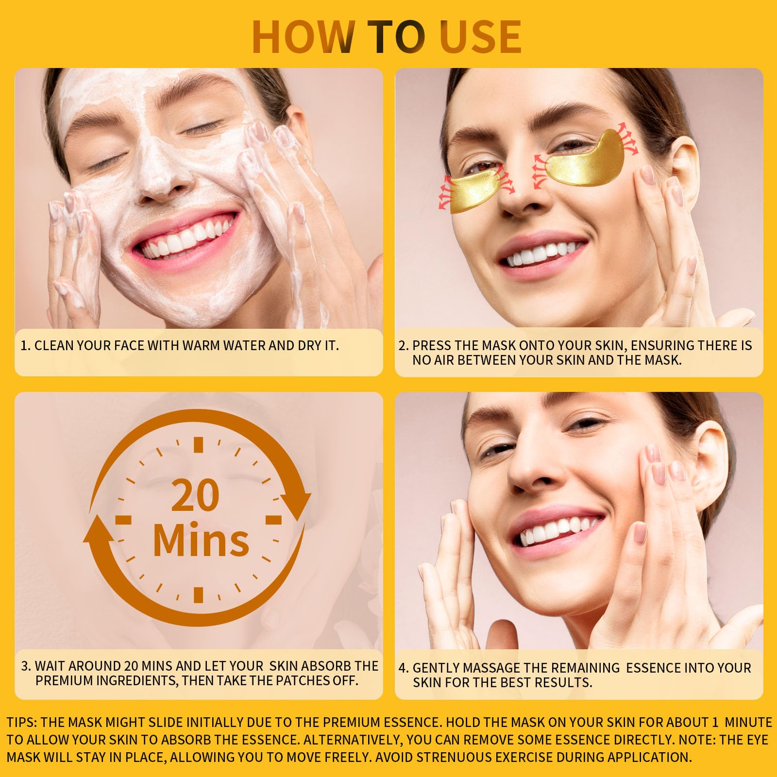 Authentic imported USA skincare product packaging for anti aging eye gel pads.