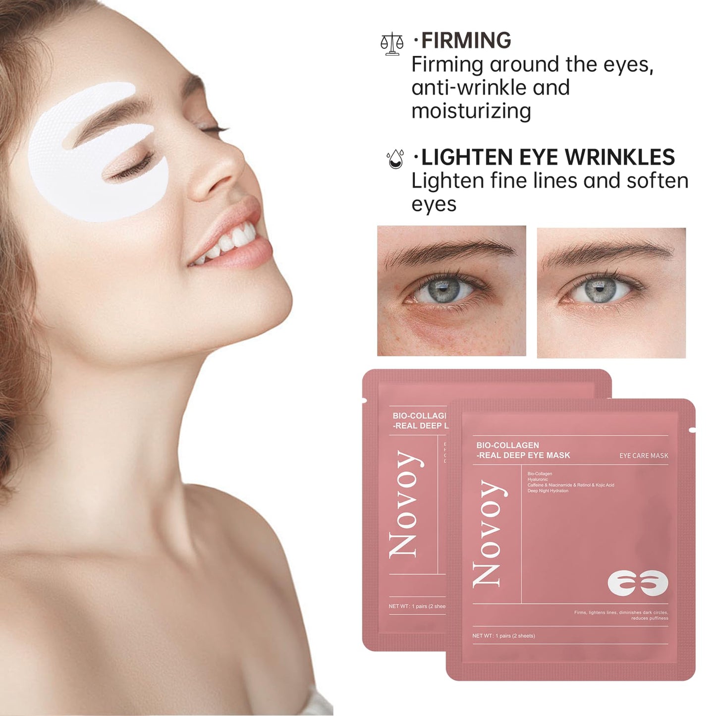 LLVYUO Bio-Collagen hydrogel eye mask sheets with 3x larger coverage area demonstration