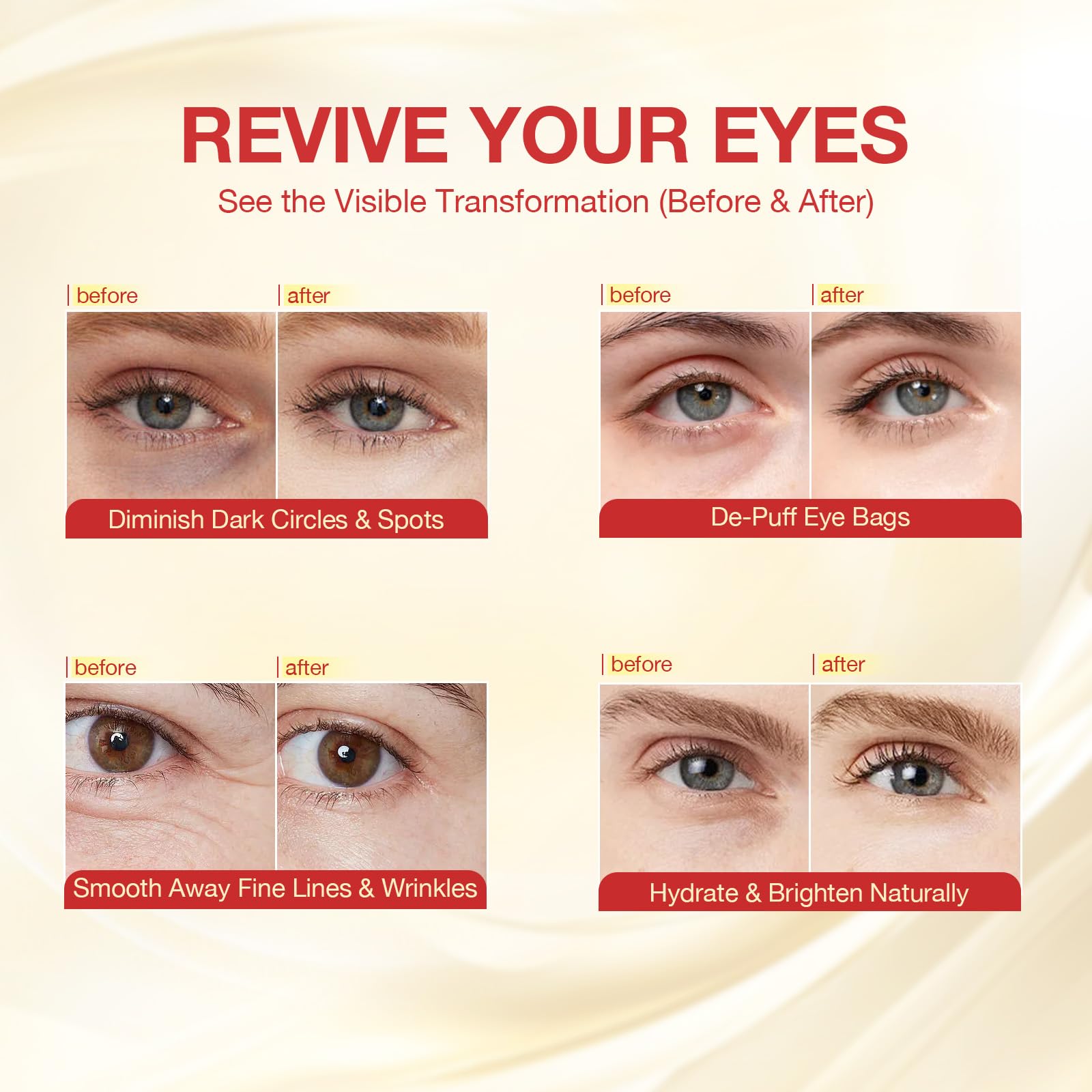 Close-up of the E-shaped design of the GONIM under eye patches for dark circles and puffiness.
