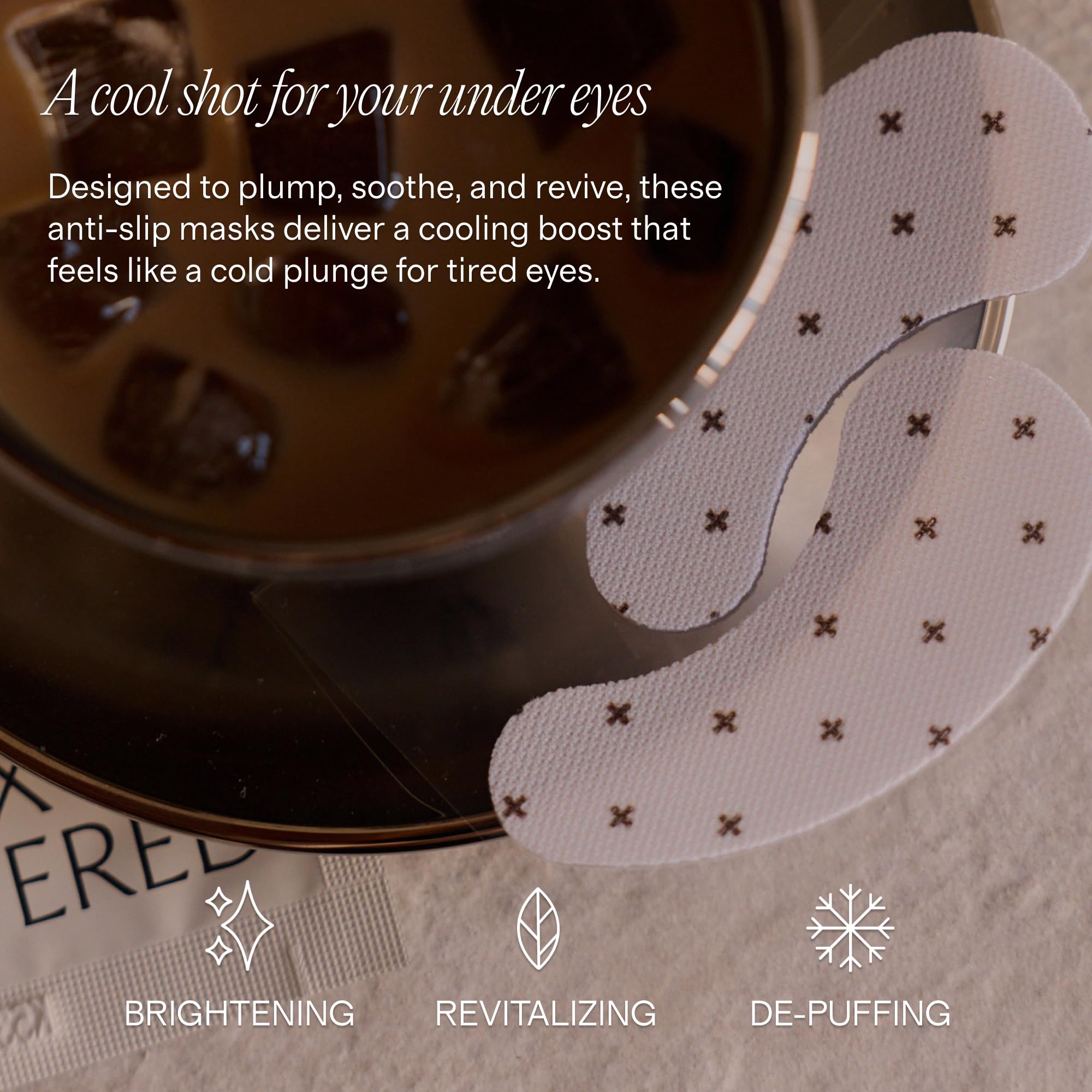 '+ Lux Unfiltered caffeine infused hydrogel eye mask pairs individually wrapped