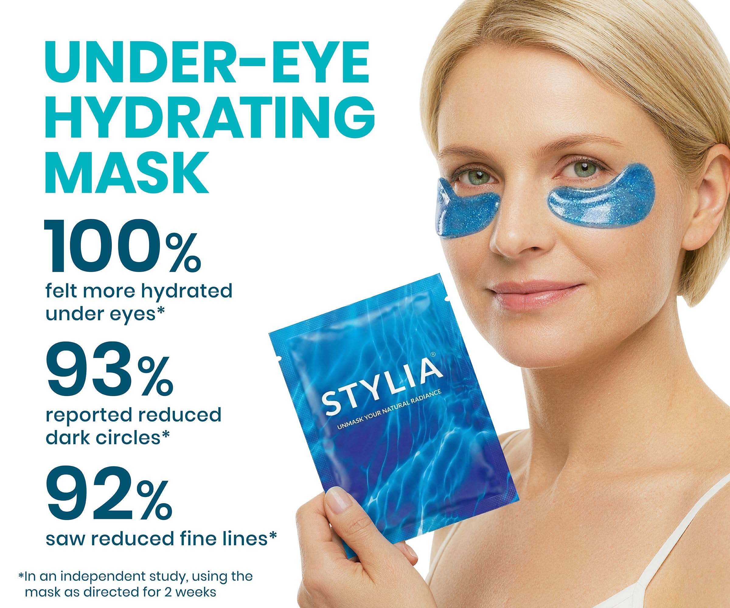 Stylia hydrating and firming under eye patches jar with protective inner seal opened