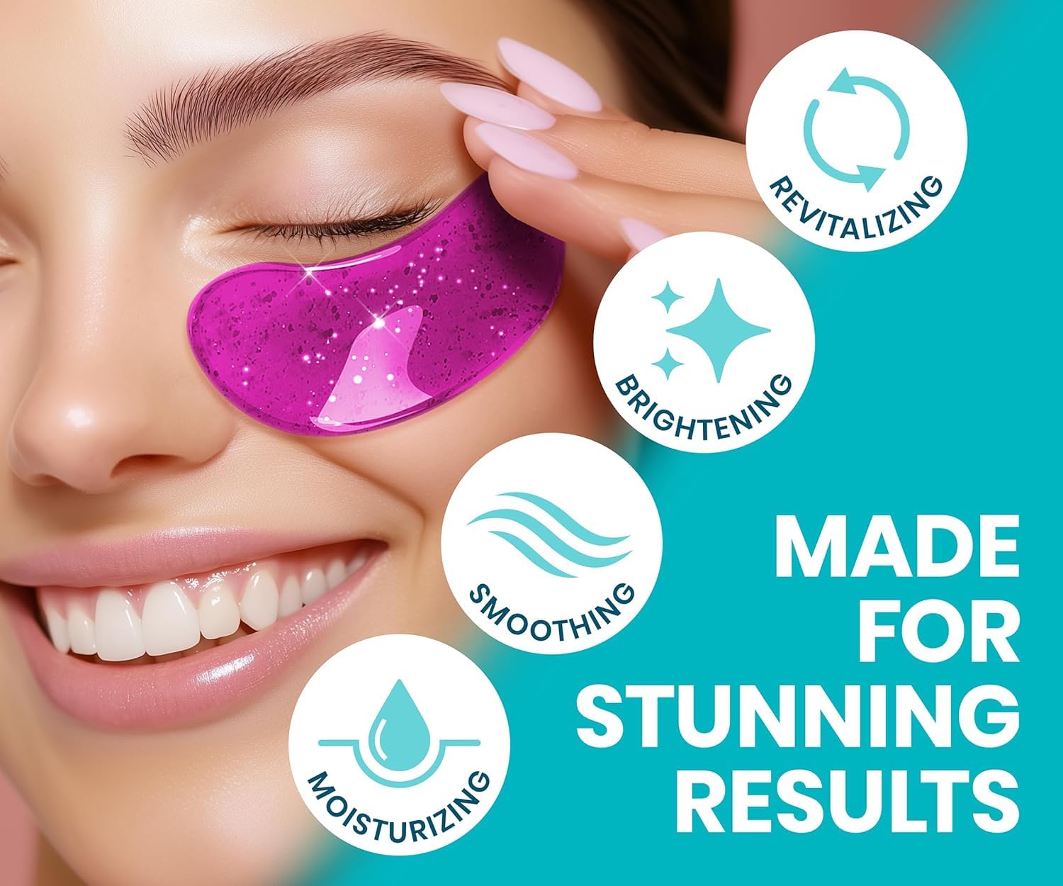 Stylia collagen under eye patches before and after application steps diagram