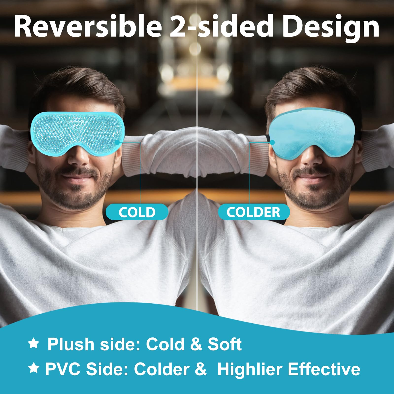 BeeVines reversible cold compress mask being prepared for puffy eyes treatment