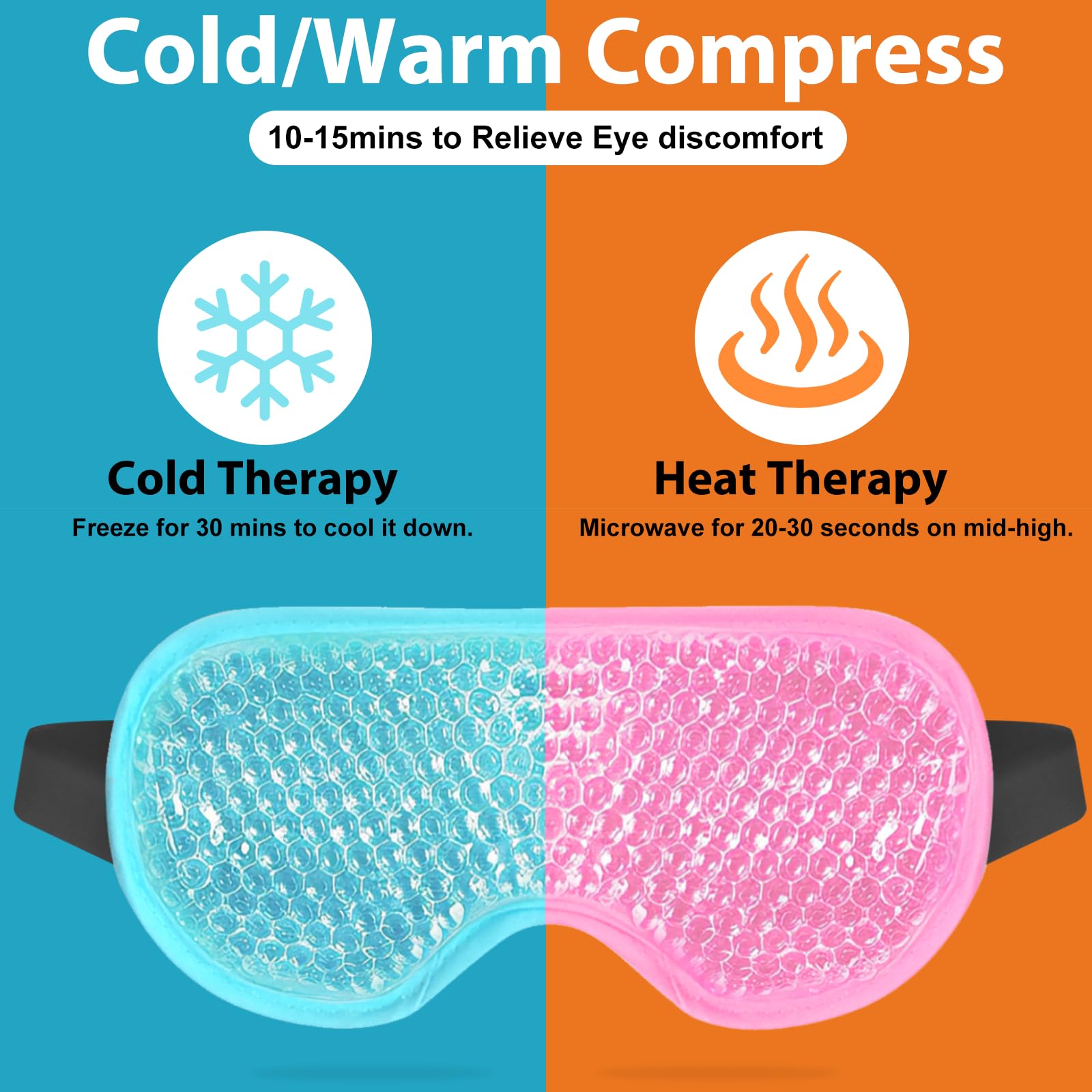 BeeVines warm and cold therapy eye mask placed next to its reusable storage bag