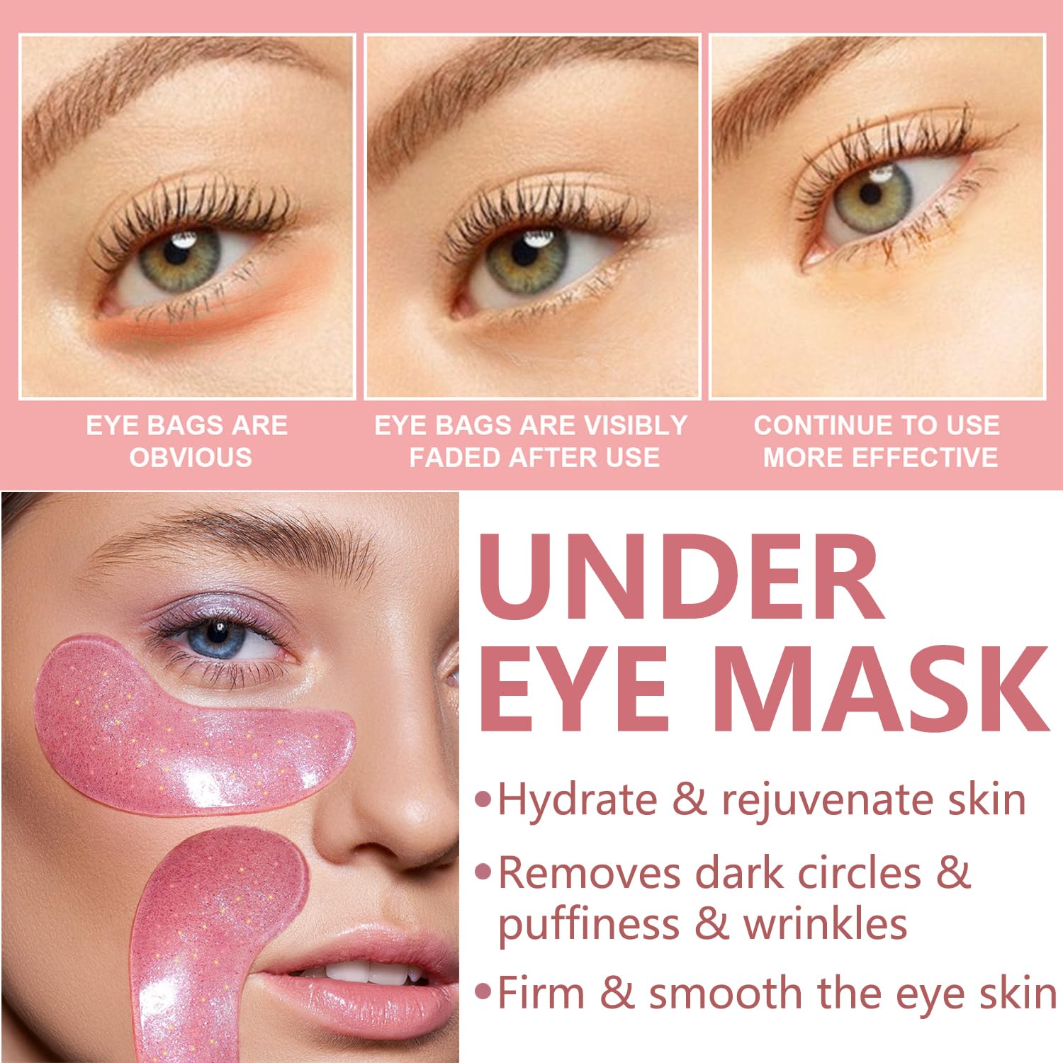 Pack of thirty pairs of hydrating hydrogel skincare patches for reducing fine lines
