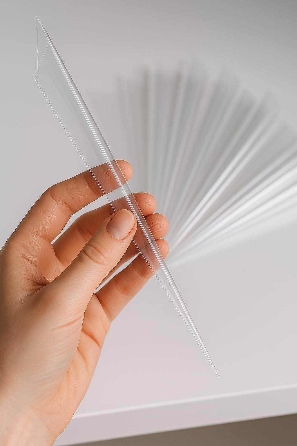 Hiredit transparent cellophane cones laid out