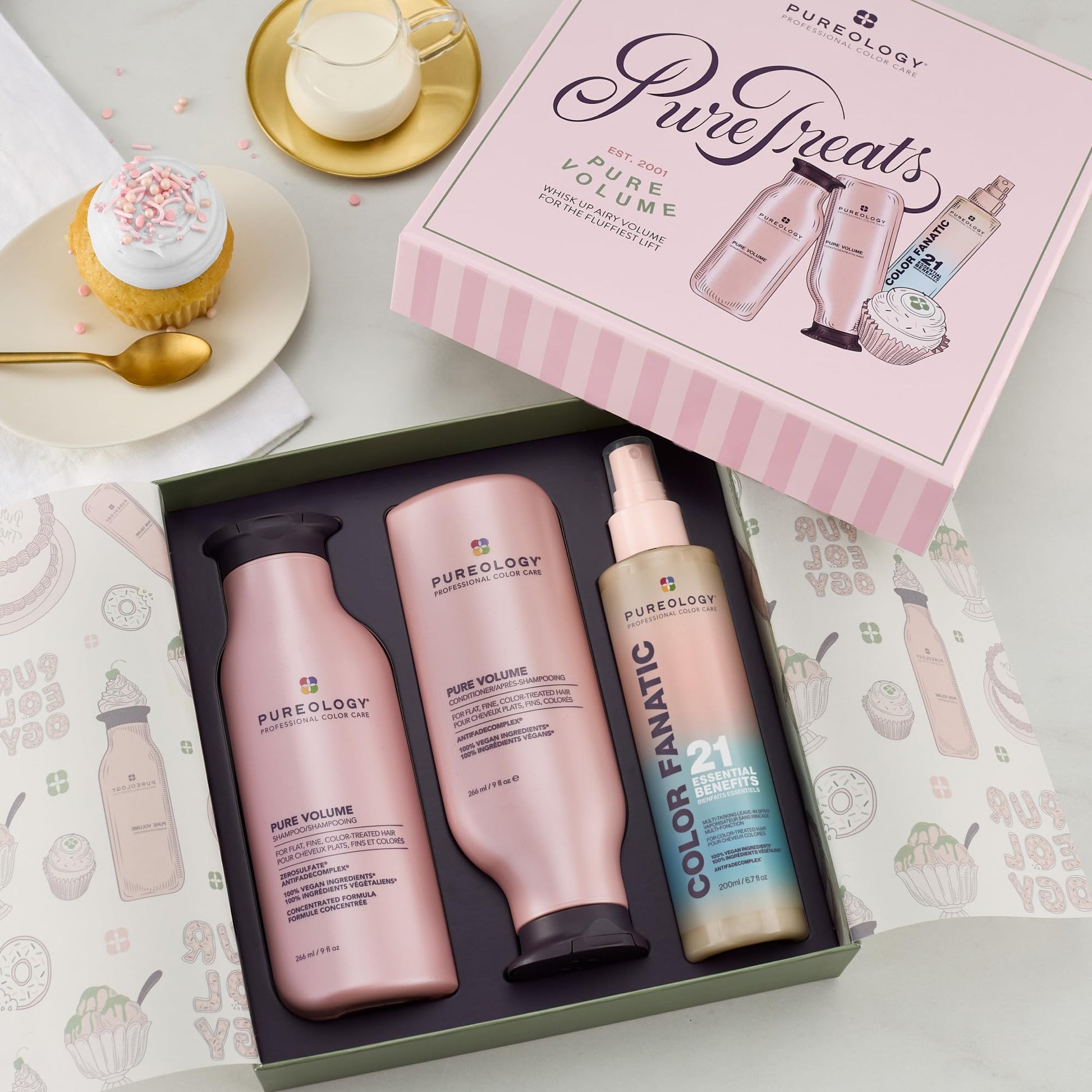 Pureology shampoo and conditioner bottles for volume