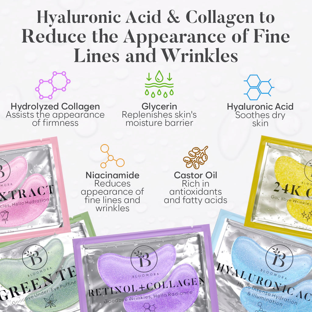 Bloomora hydrogel under eye patches individual pairs layout