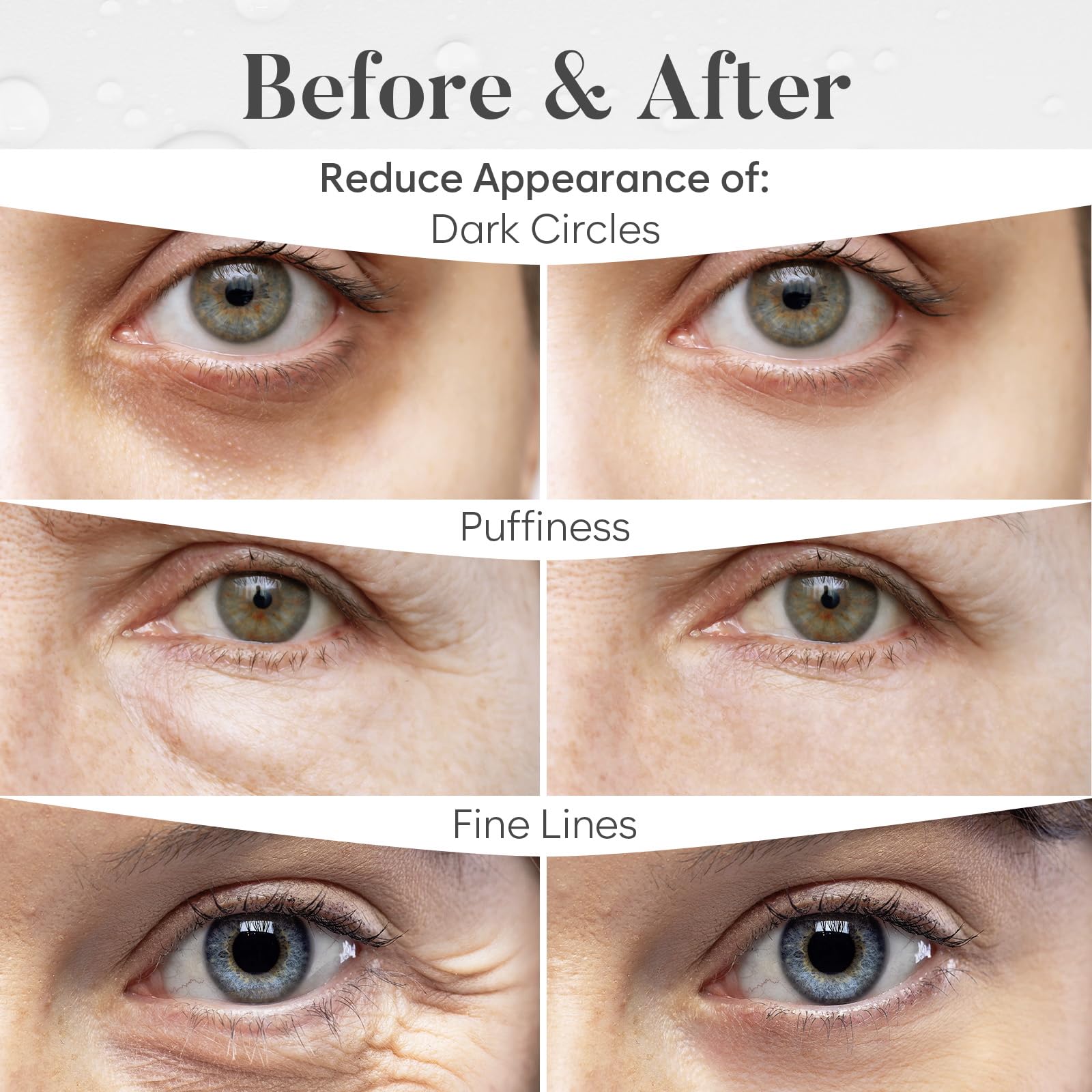 Bloomora Green Tea and Hyaluronic Acid eye patches for cooling depuffing action.