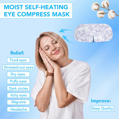 Self heated warm disposable compress sheet mask showing the flexible ear hooks