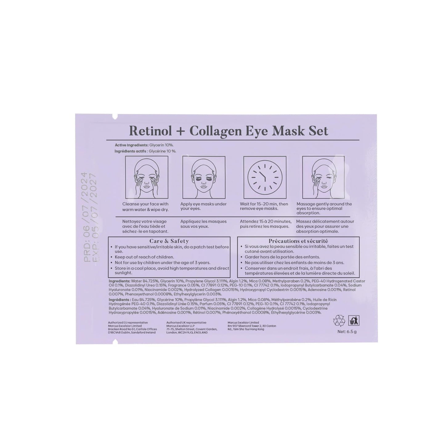 Authentic Bloomora USA imported eye patches set on a clean background for premium skincare display.