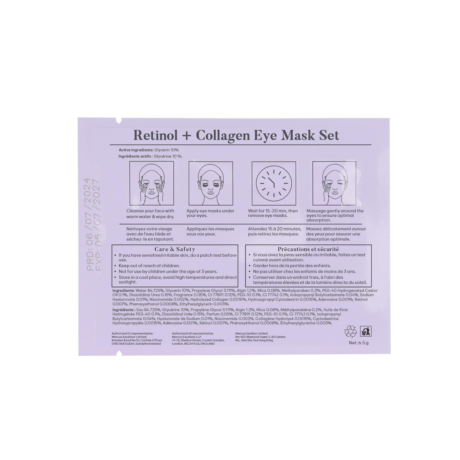 Authentic Bloomora USA imported eye patches set on a clean background for premium skincare display.