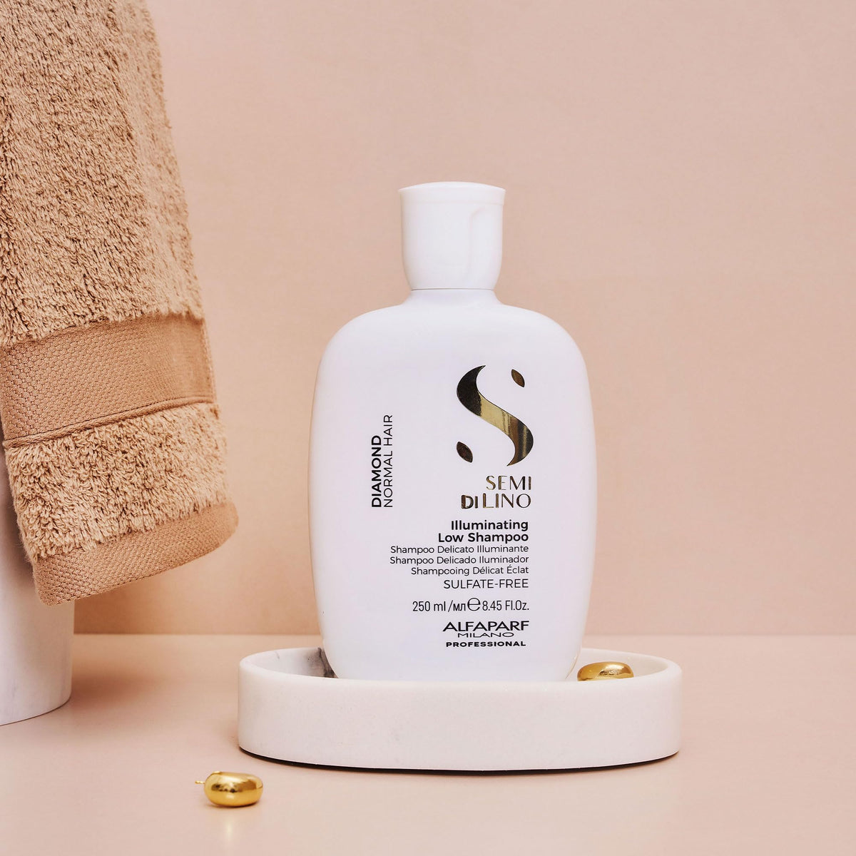 Alfaparf Milano Semi Di Lino Diamond hair care products arranged together