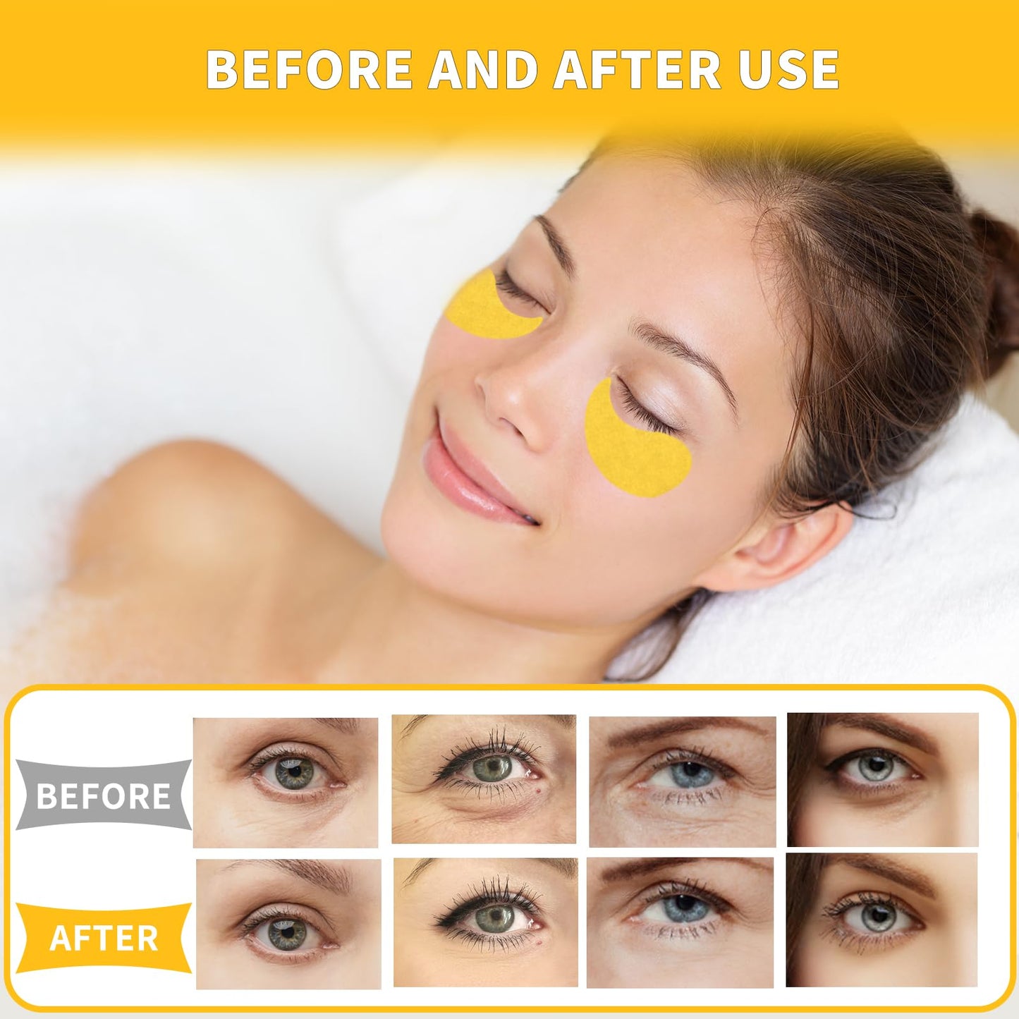 Texture close up of Qyiywim gold hydrogel eye patches with spatula