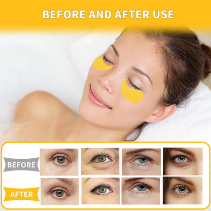 Texture close up of Qyiywim gold hydrogel eye patches with spatula