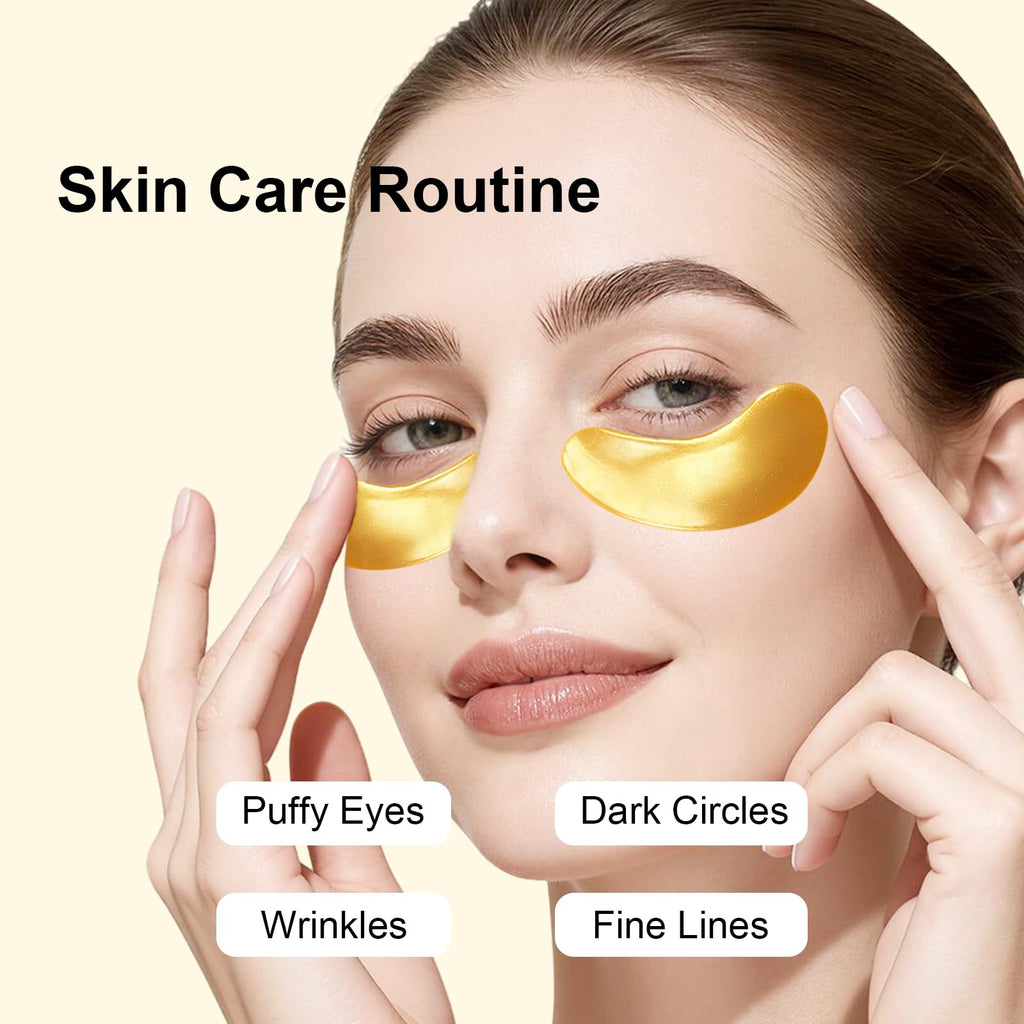 Permotary gold gel eye patches container open showing hydrogel pads