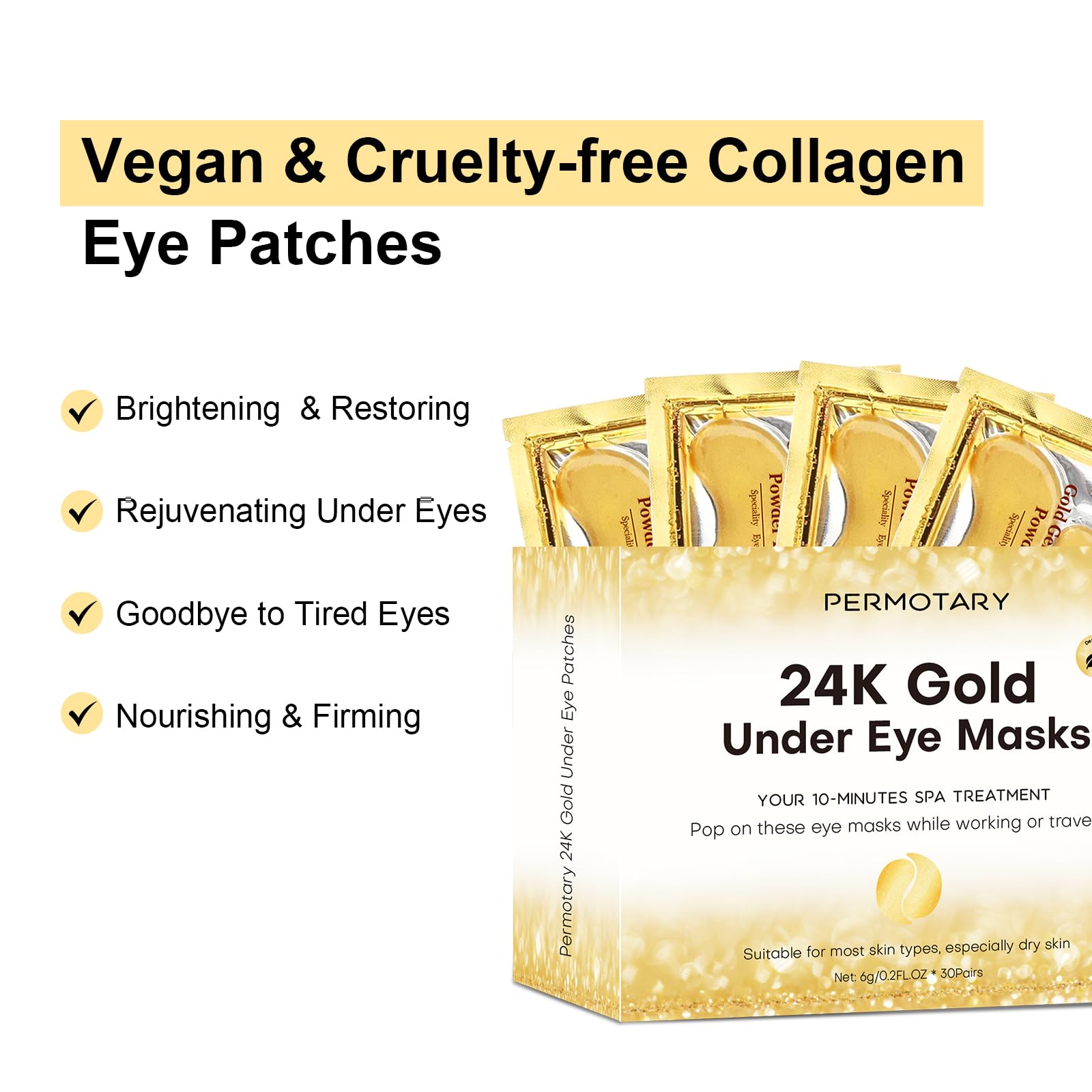 Permotary gold gel eye pads application on under eye area