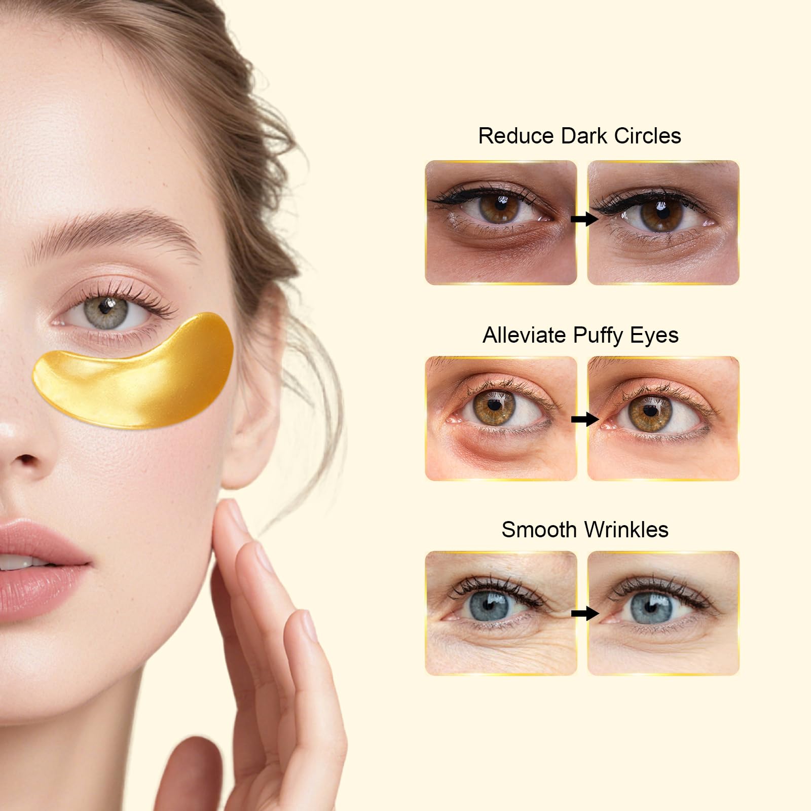 Permotary anti aging skincare gold eye mask ingredients benefit layout