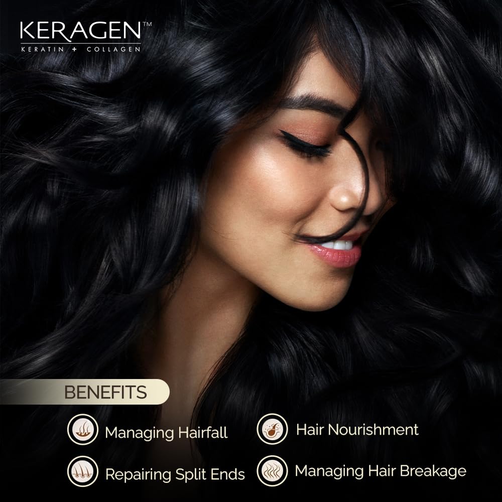 Keragen blowout thermal spray and argan smoothing cream bottles arranged neatly for at-home heat protection visualization.