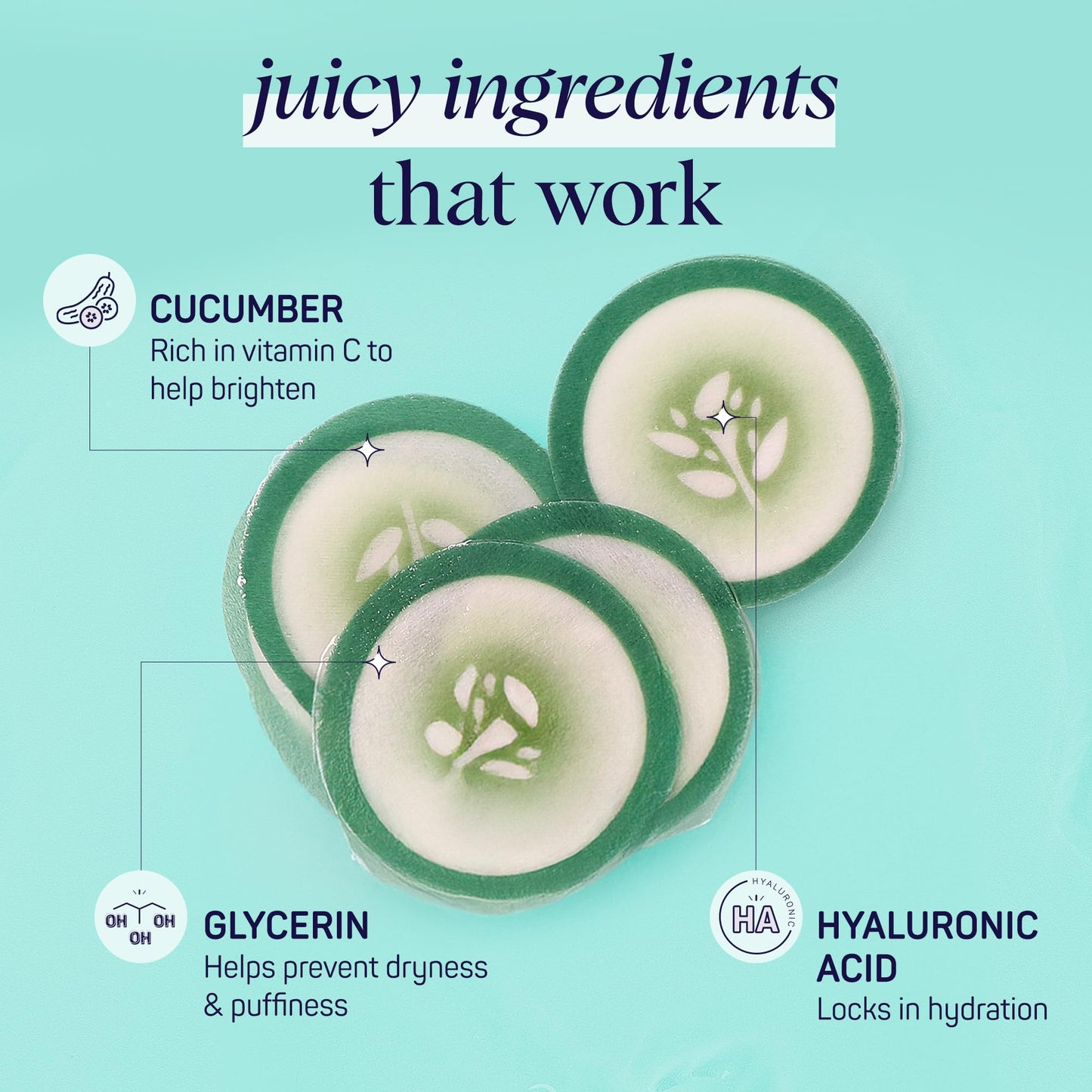 SpaLife eye pads showing cucumber extract ingredients