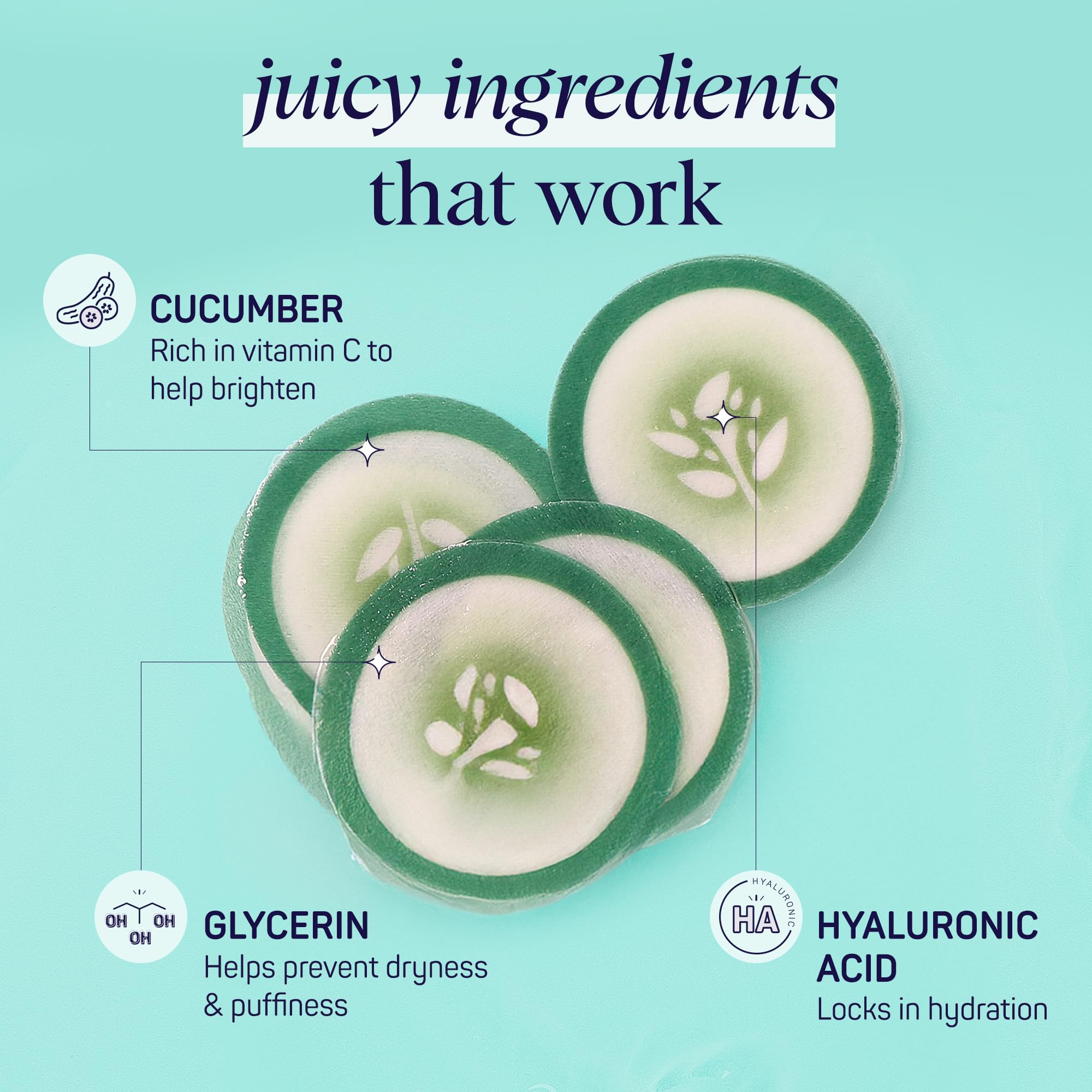 SpaLife eye pads showing cucumber extract ingredients