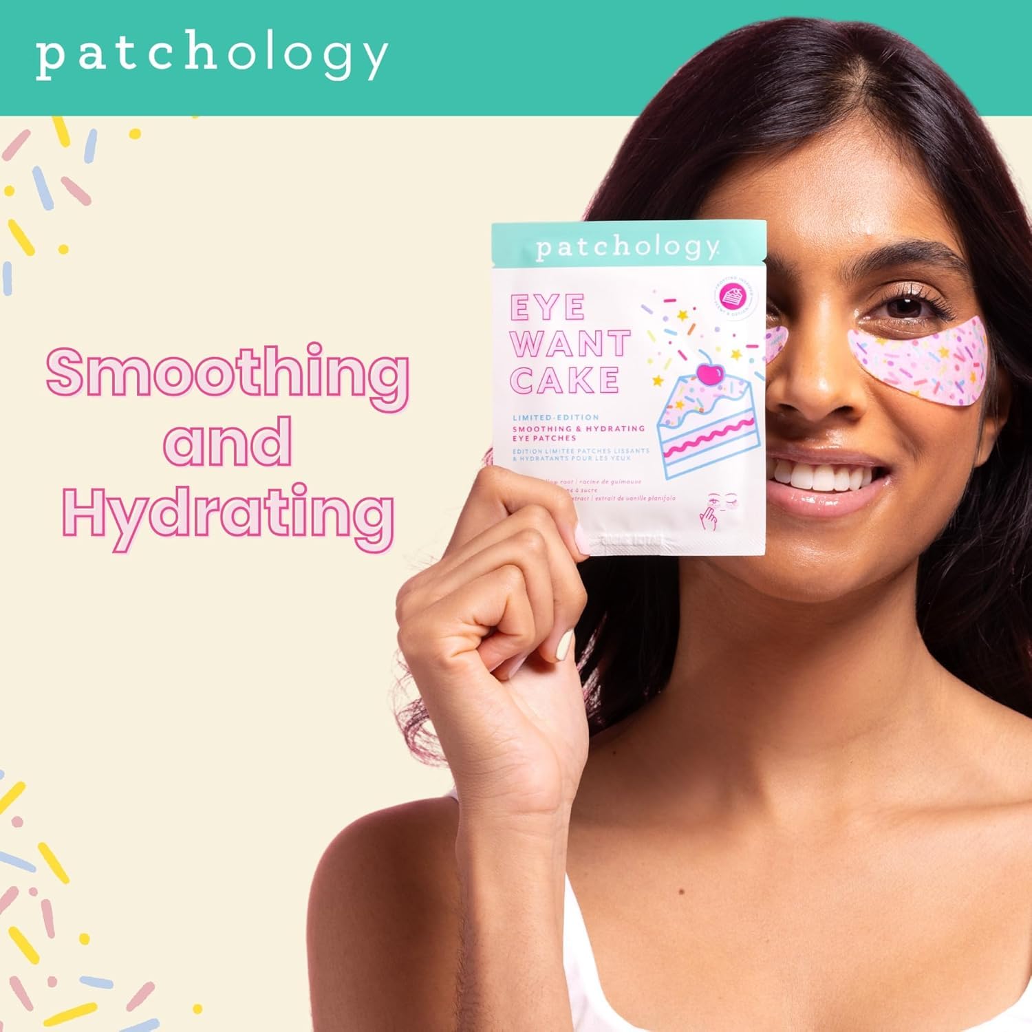 Authentic USA imported Patchology smoothing eye patches 5 pack lifestyle view