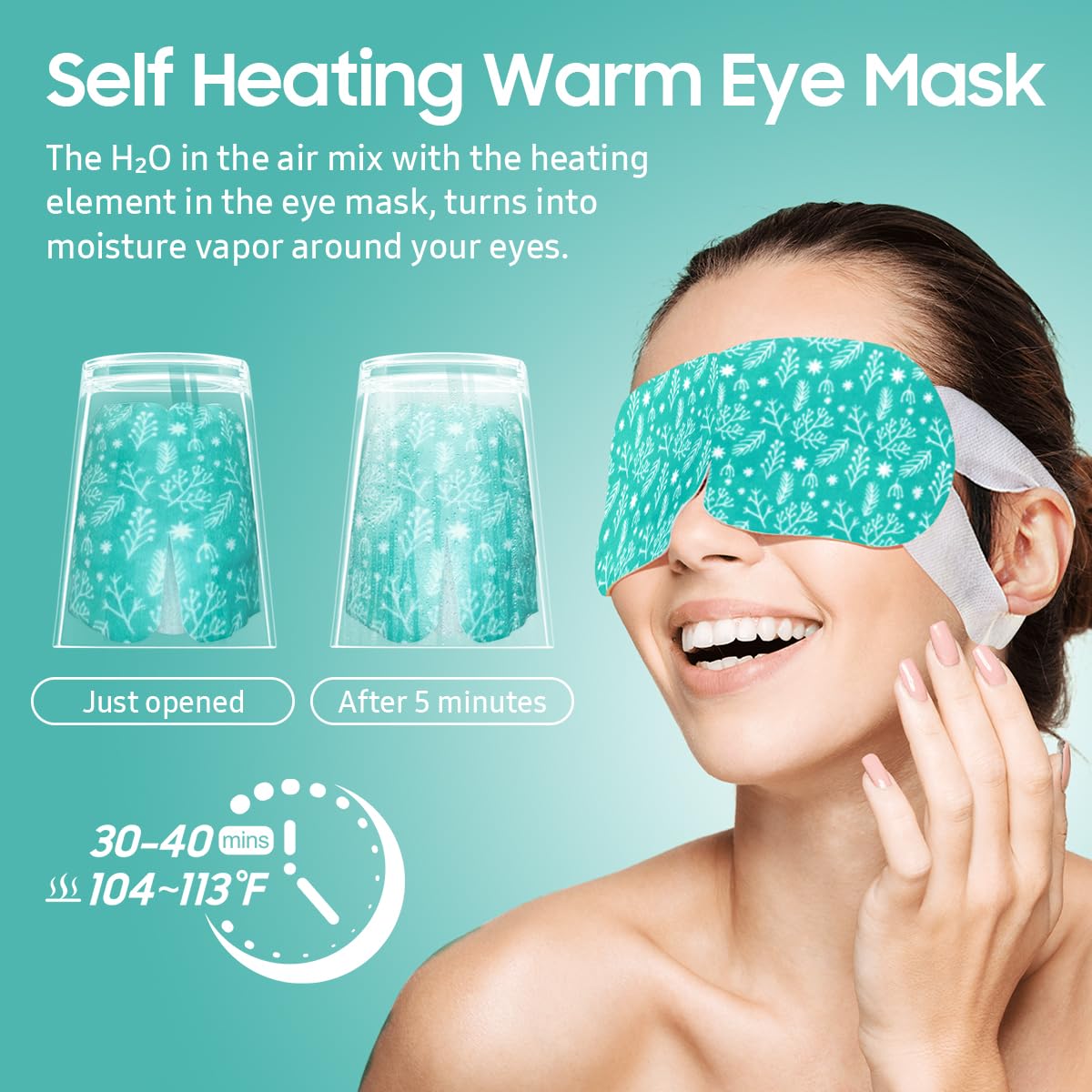 Thirty count travel essentials box of heated relaxation sleeping masks