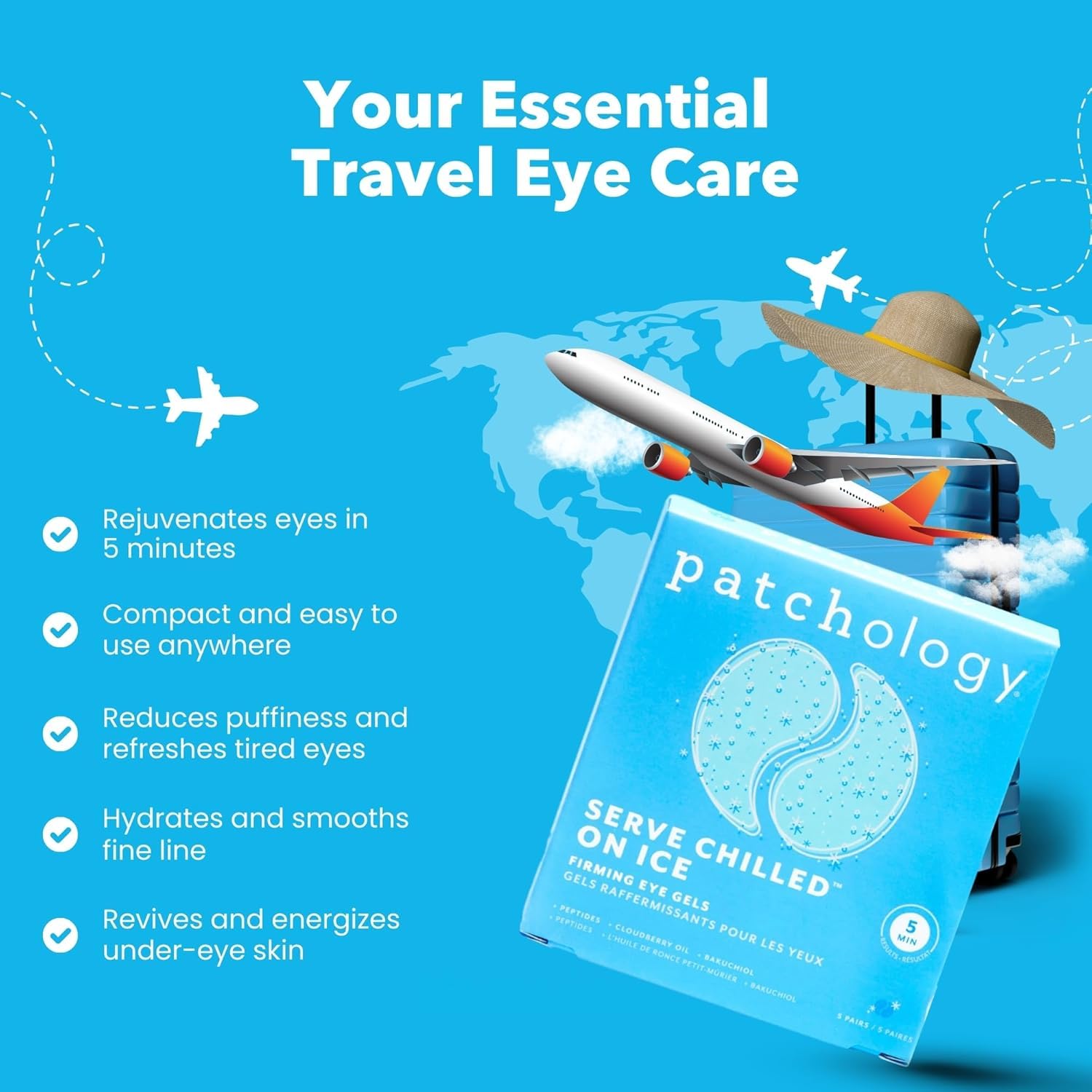 Patchology cooling under eye mask patches blue hydrogel pads applied under the eyes for depuffing