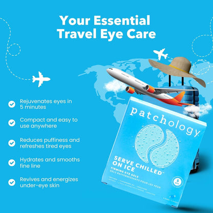Patchology cooling under eye mask patches blue hydrogel pads applied under the eyes for depuffing