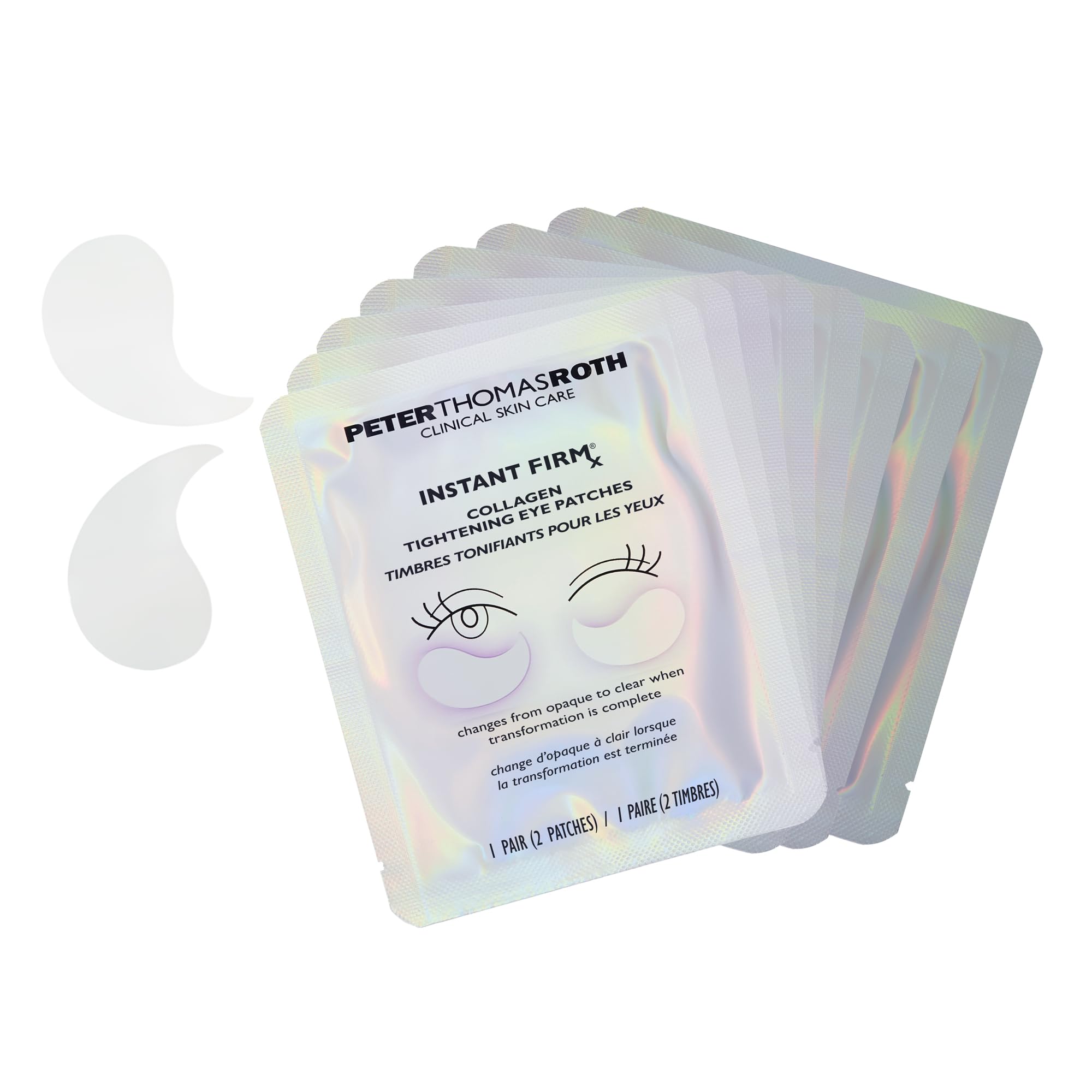Peter Thomas Roth collagen eye patches jar showing the innovative gel patches that turn from opaque to clear.