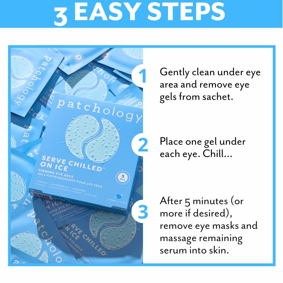 Applying Patchology Serve Chilled cooling eye mask for rapid under eye hydration and brightening