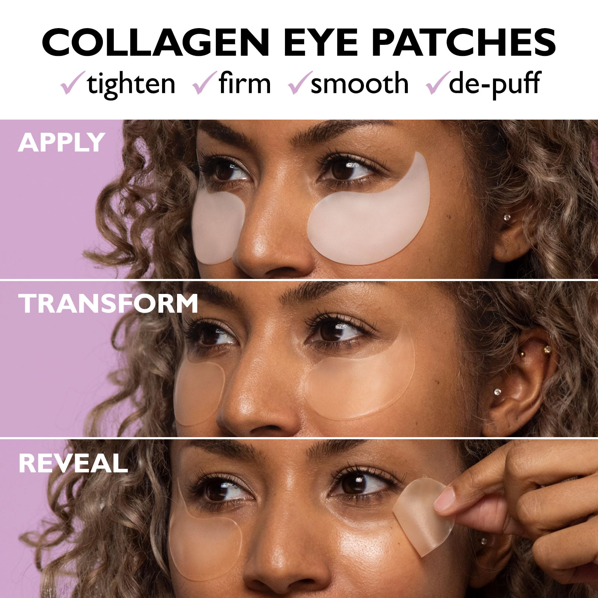 Close up of the textured Peter Thomas Roth Instant FIRMx collagen gel patches targeting under-eye bags.