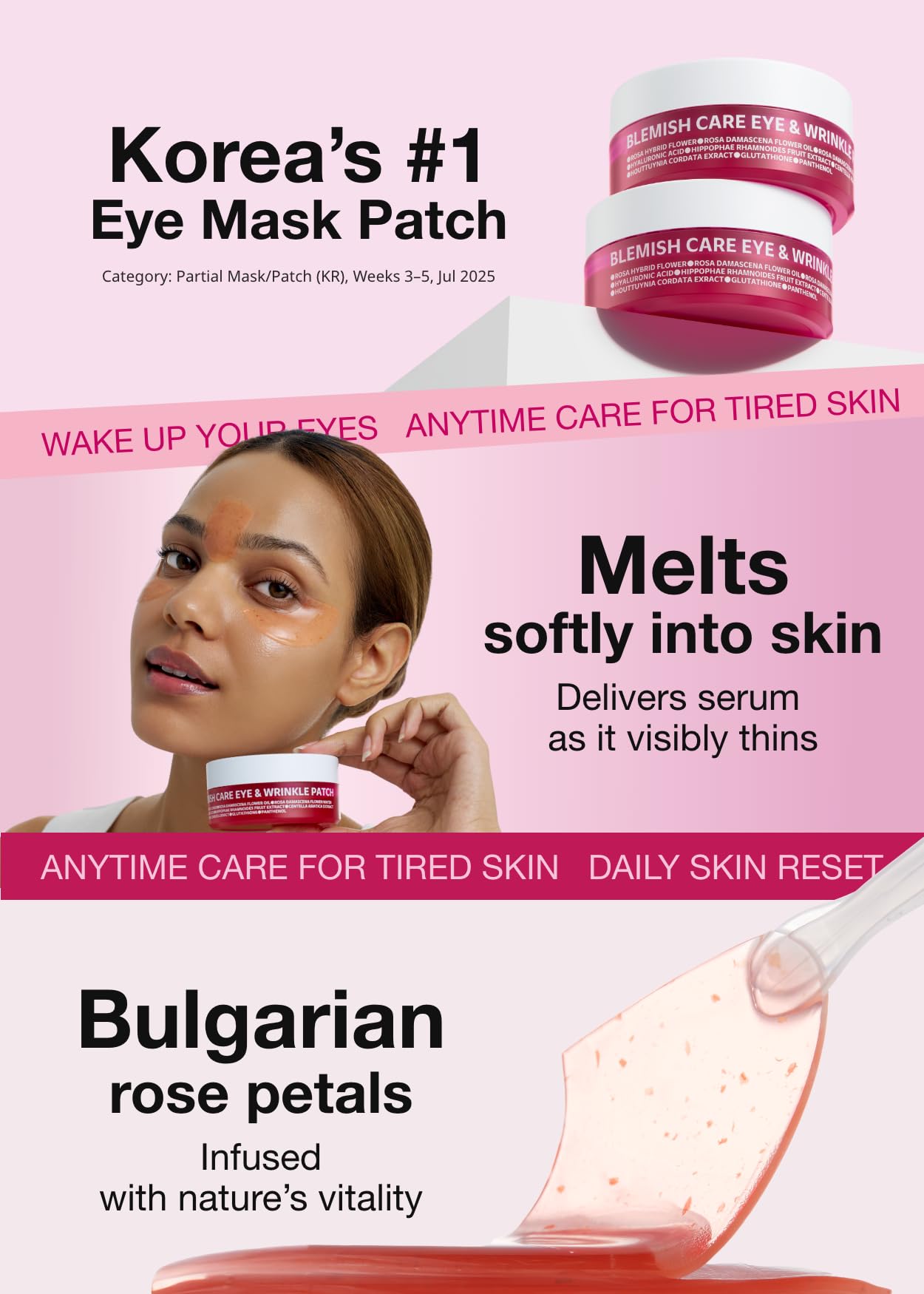 ISOI blemish care under eye patch being applied to the face for puffiness relief