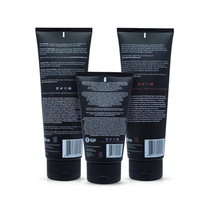 Controlled Chaos Shark Tank bundle showcasing shampoo conditioner and curl cream bottles.