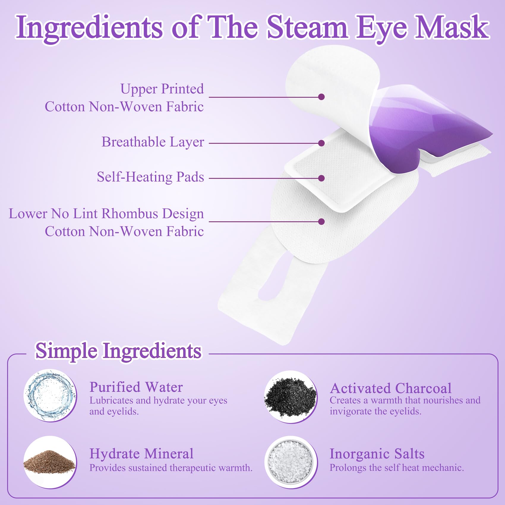 Self heating warm compress eye mask individual travel packets.