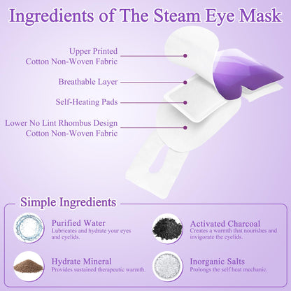 Self heating warm compress eye mask individual travel packets.