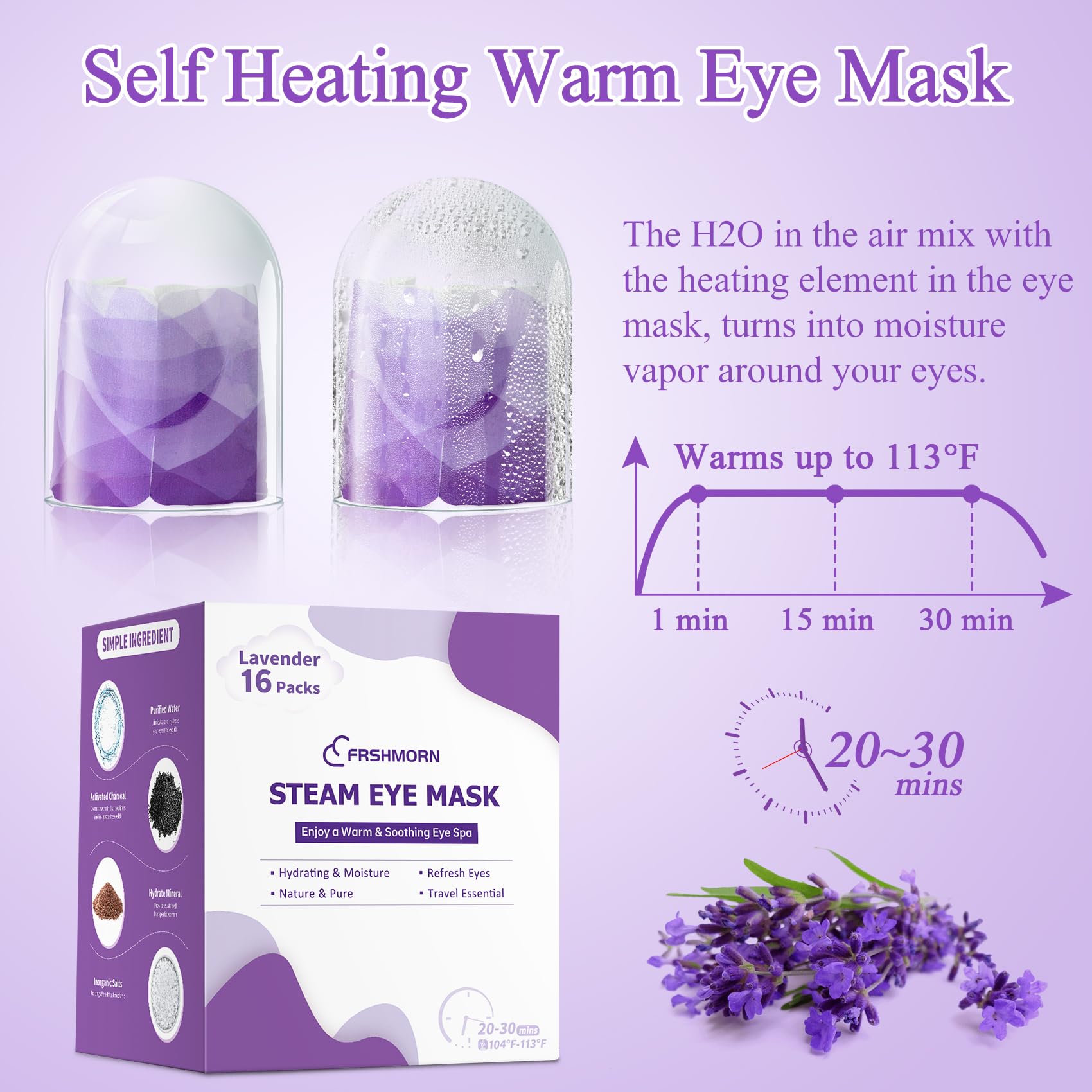Lavender scented steam eye mask for dry eyes relief.