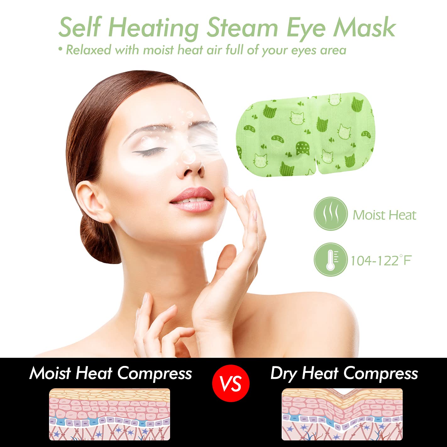 Side profile of Jekeno steam eye mask showing ear loops