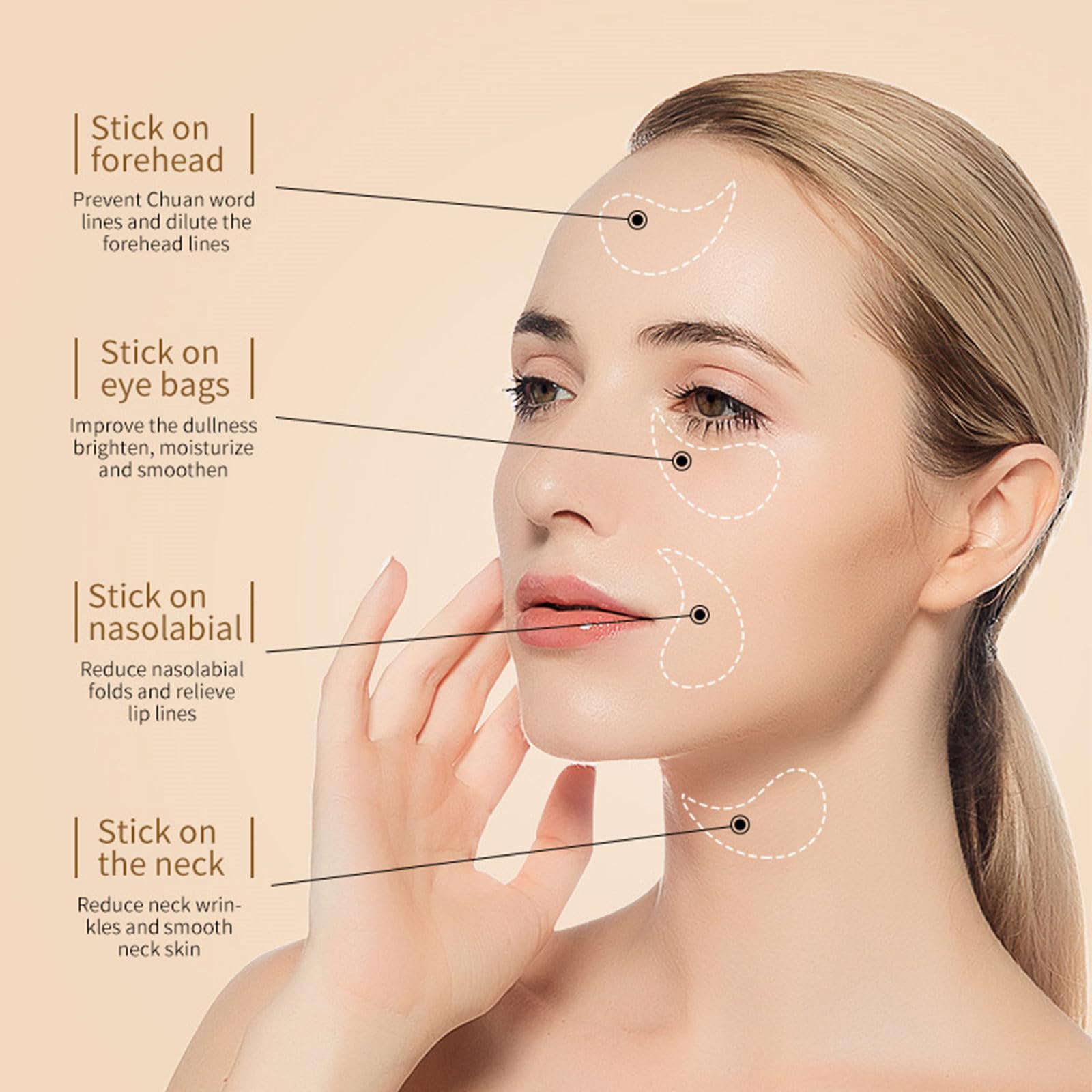 MeiPlumLai nourishing eye treatment mask applied on smile lines demonstrating versatile anti-aging skincare usage