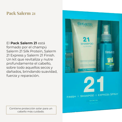 Salerm 21 Shampoo three hundred milliliters container with silk proteins for damaged hair