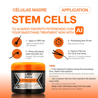 Liss Expert Stem Cells express hair straightening kit components arranged together