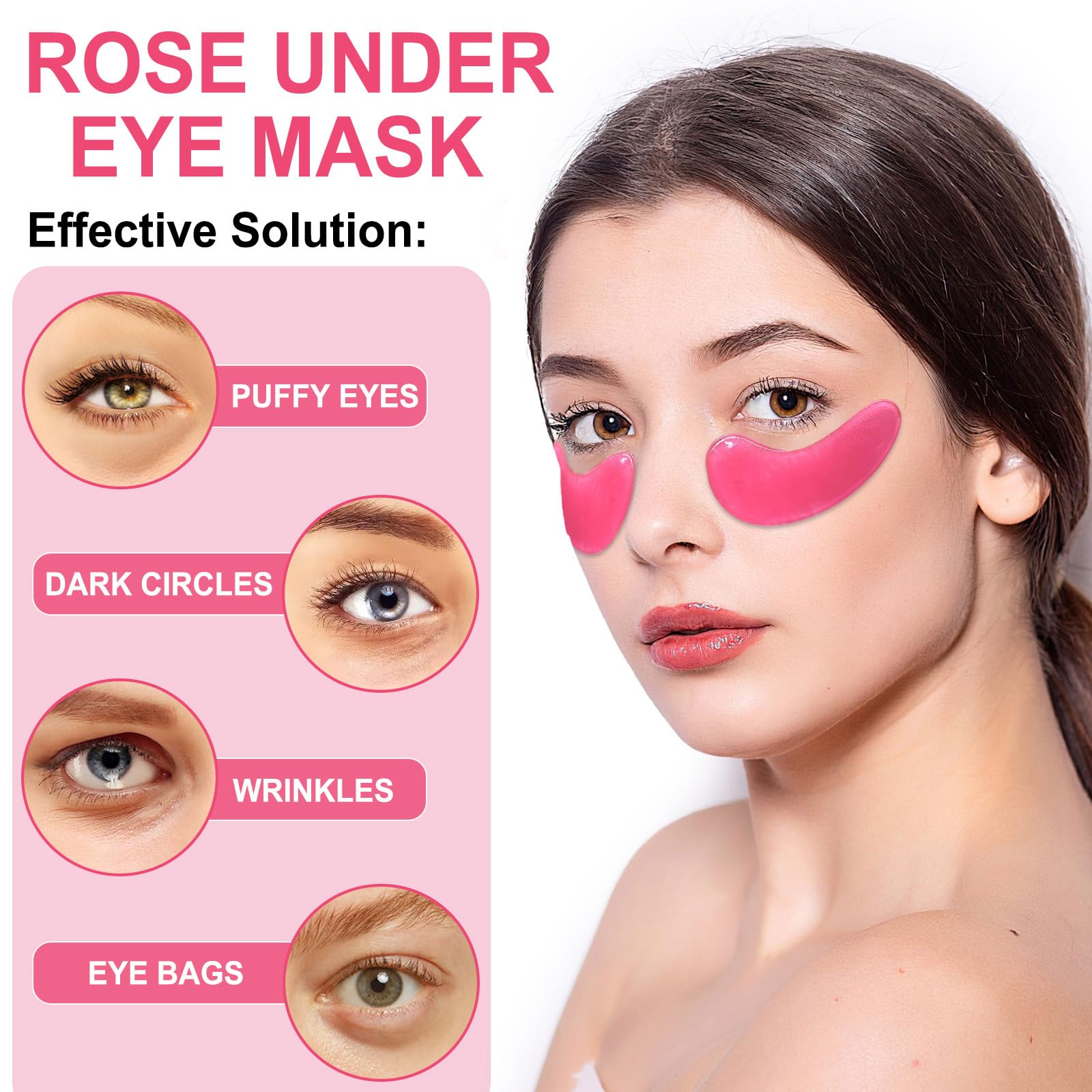 LAVONE hydrogel eye mask sheets infused with rose extract and hyaluronic acid for skin hydration