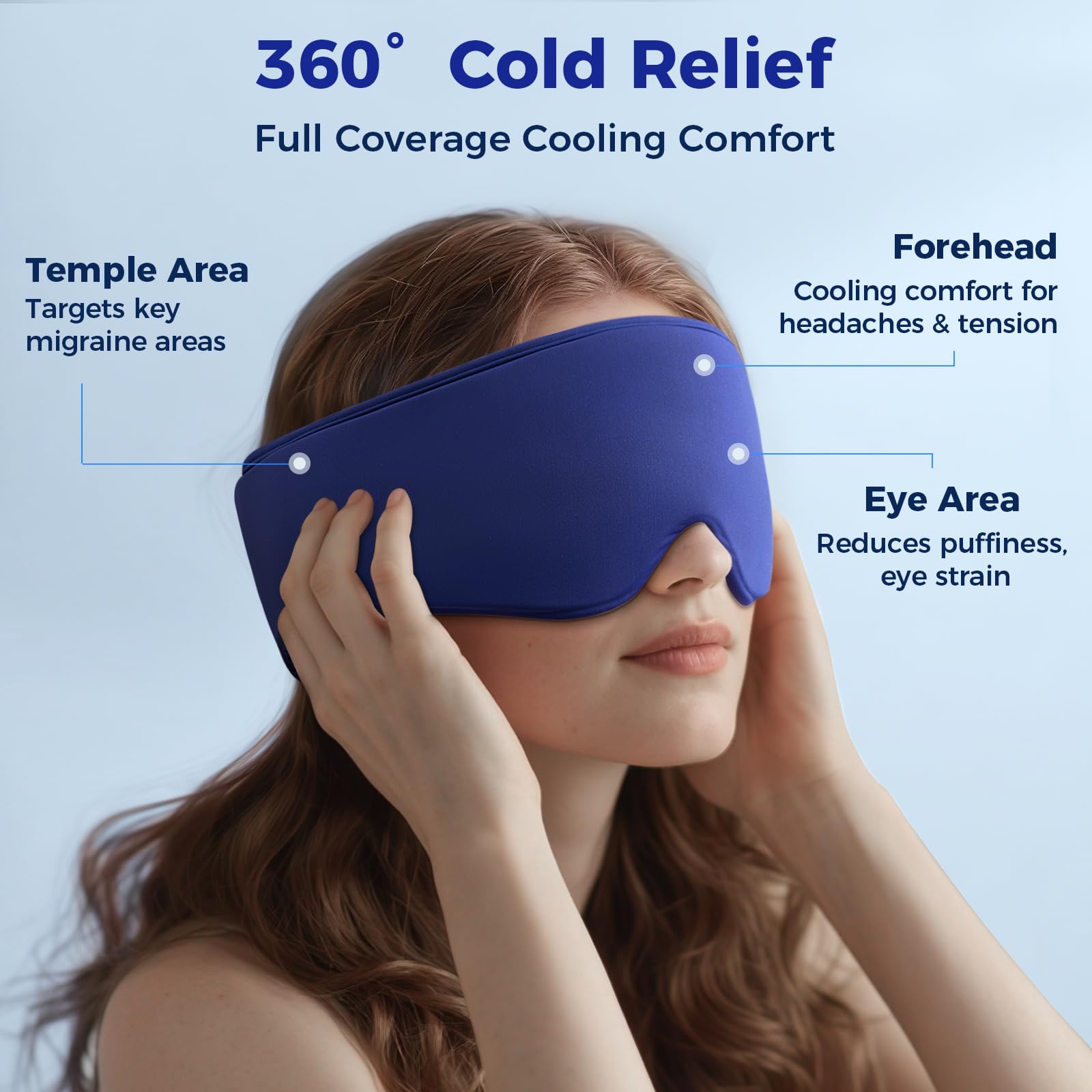 Thrive reusable weighted sleeping mask back view showcasing the soft plush fabric lining