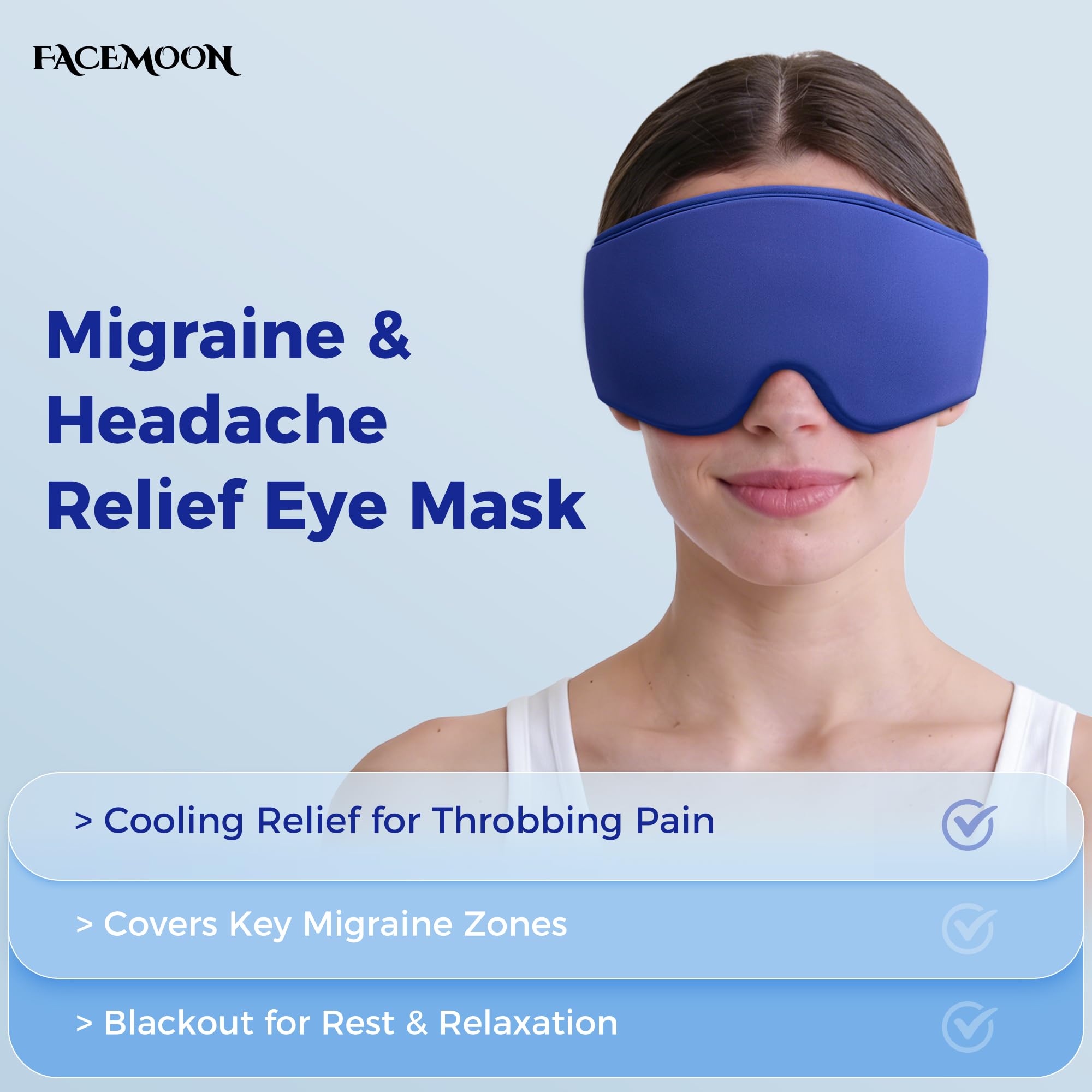 Thrive flexible ice pack for face demonstrating the adjustable strap for a secure fit